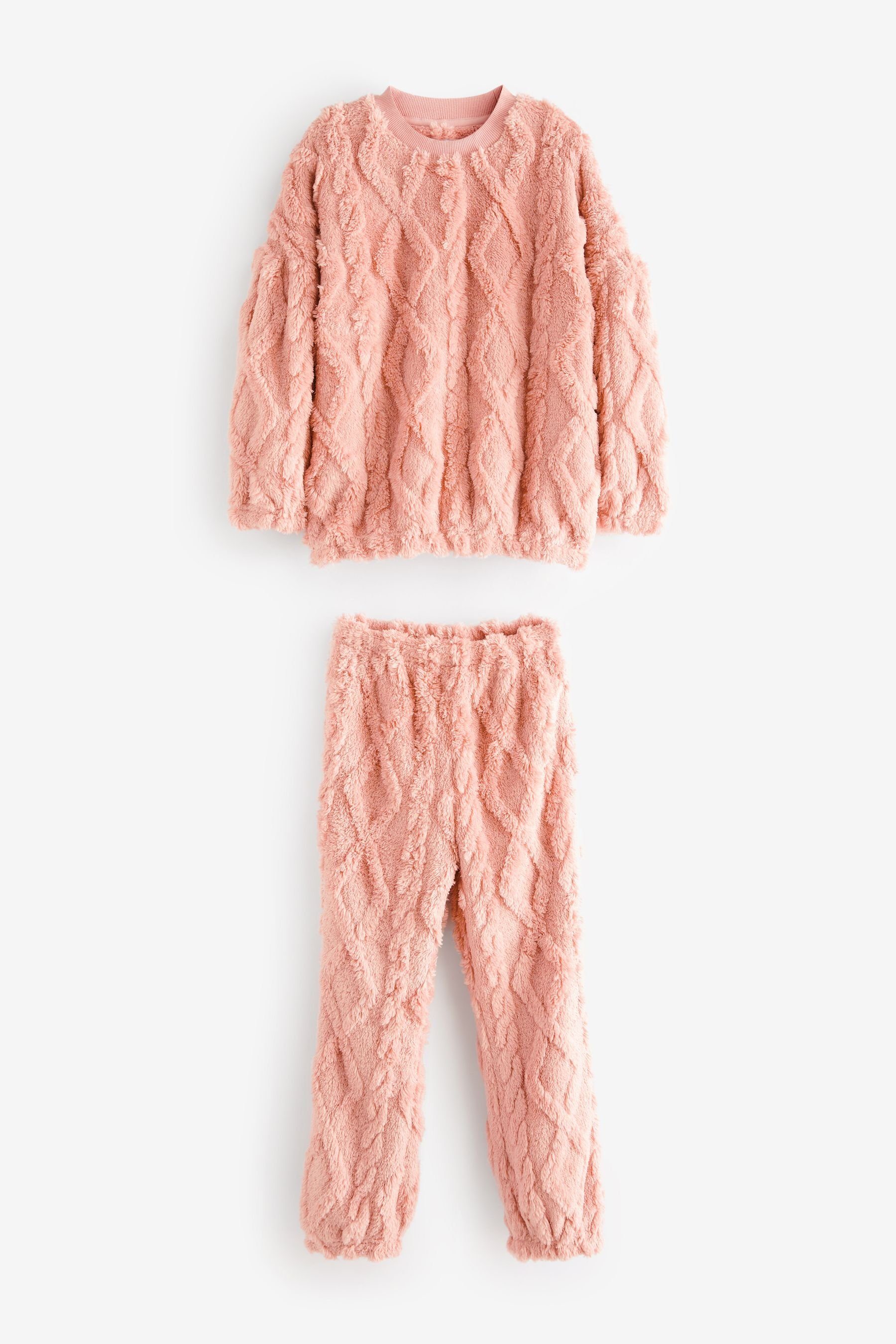 Next Pyjama Kuscheliger Schlafanzug mit Zopfmuster (2 tlg) Rose Pink