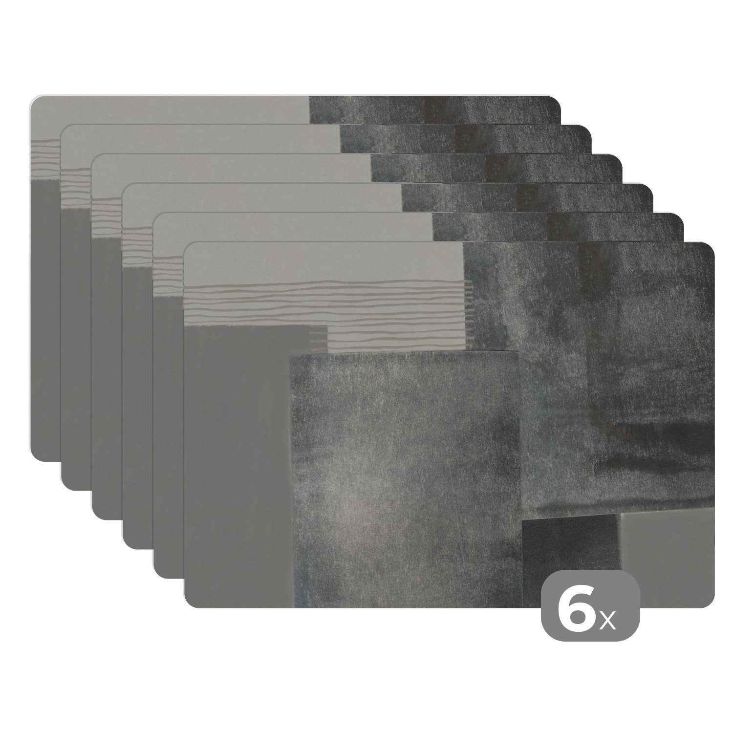 - Grau Platzdecken, - Schwarz Platzset, (6-St), - MuchoWow, Platzmatte, Tischmatten, Abstrakt Schmutzabweisend Platzset, Würfel,