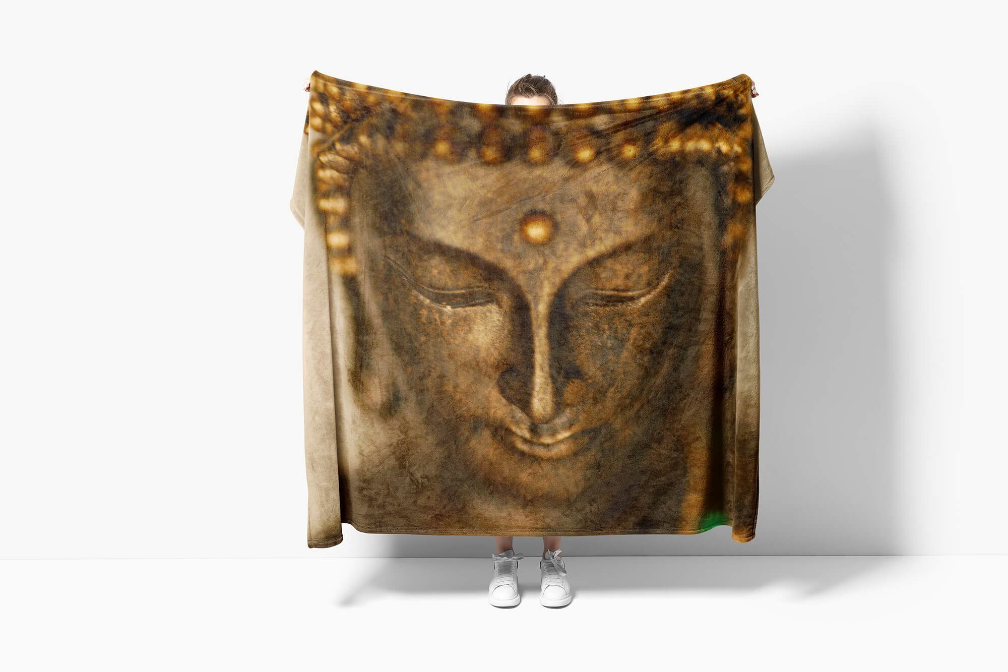 Baumwolle-Polyester-Mix Fotomotiv Saunatuch Kuscheldecke (1-St), Buddha Handtücher mit Meditation, Art Strandhandtuch Handtuch Handtuch Sinus
