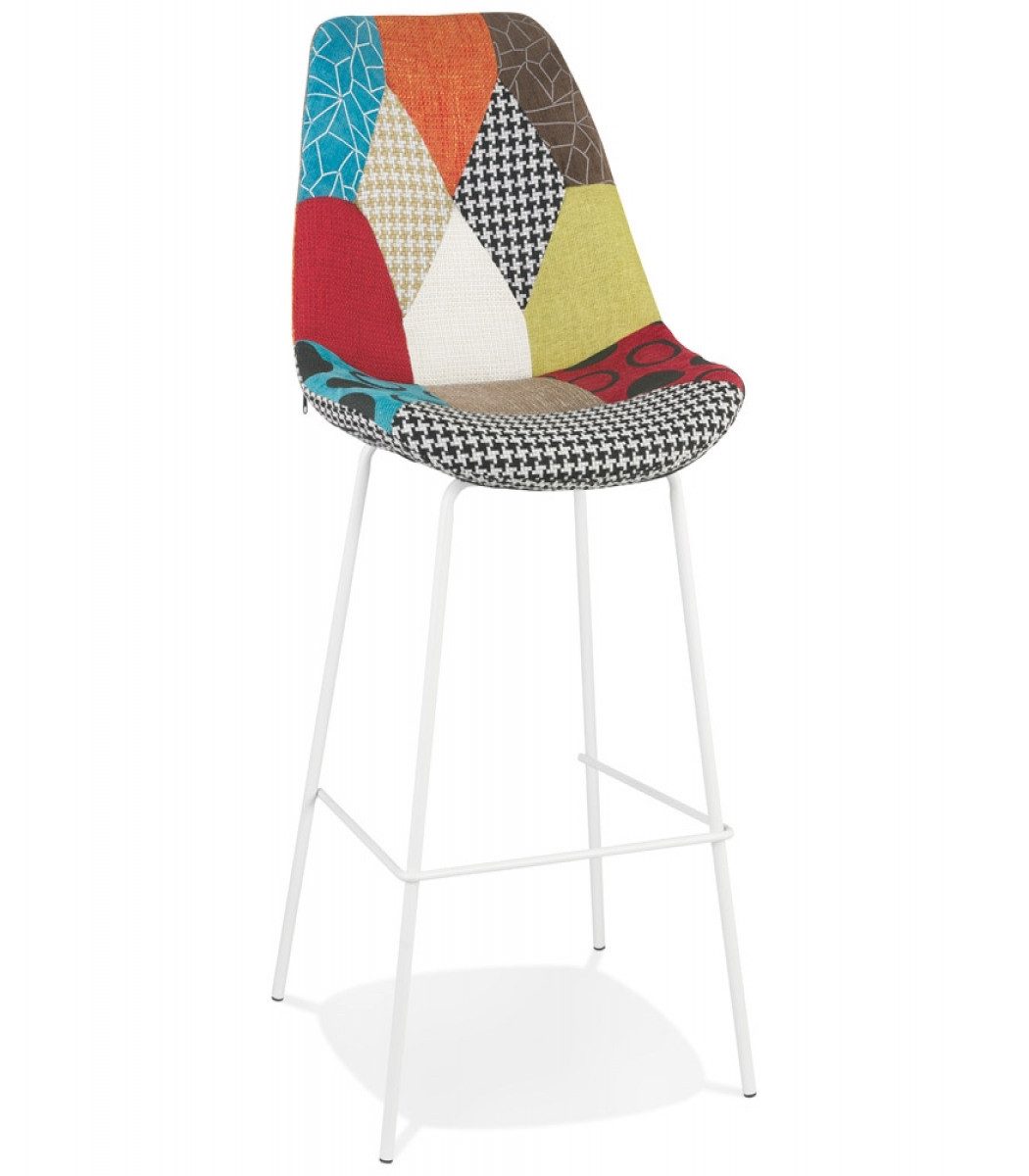 Barhocker Barhocker mit Patchwork Polsterung aus Metall und Textil