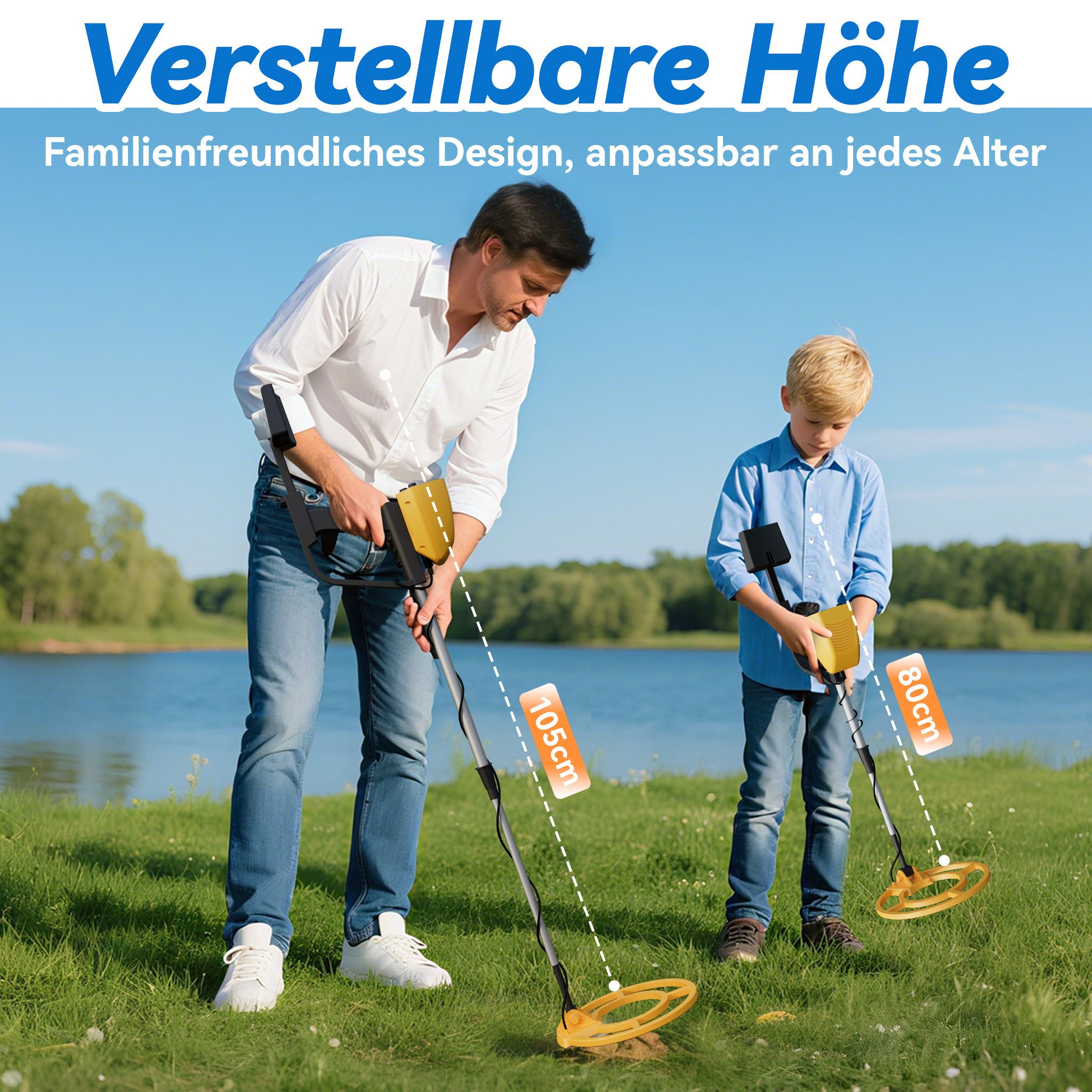FIVMEN Metalldetektor Kinder Kinderdetektor Höhenverstellbare 80-105cm