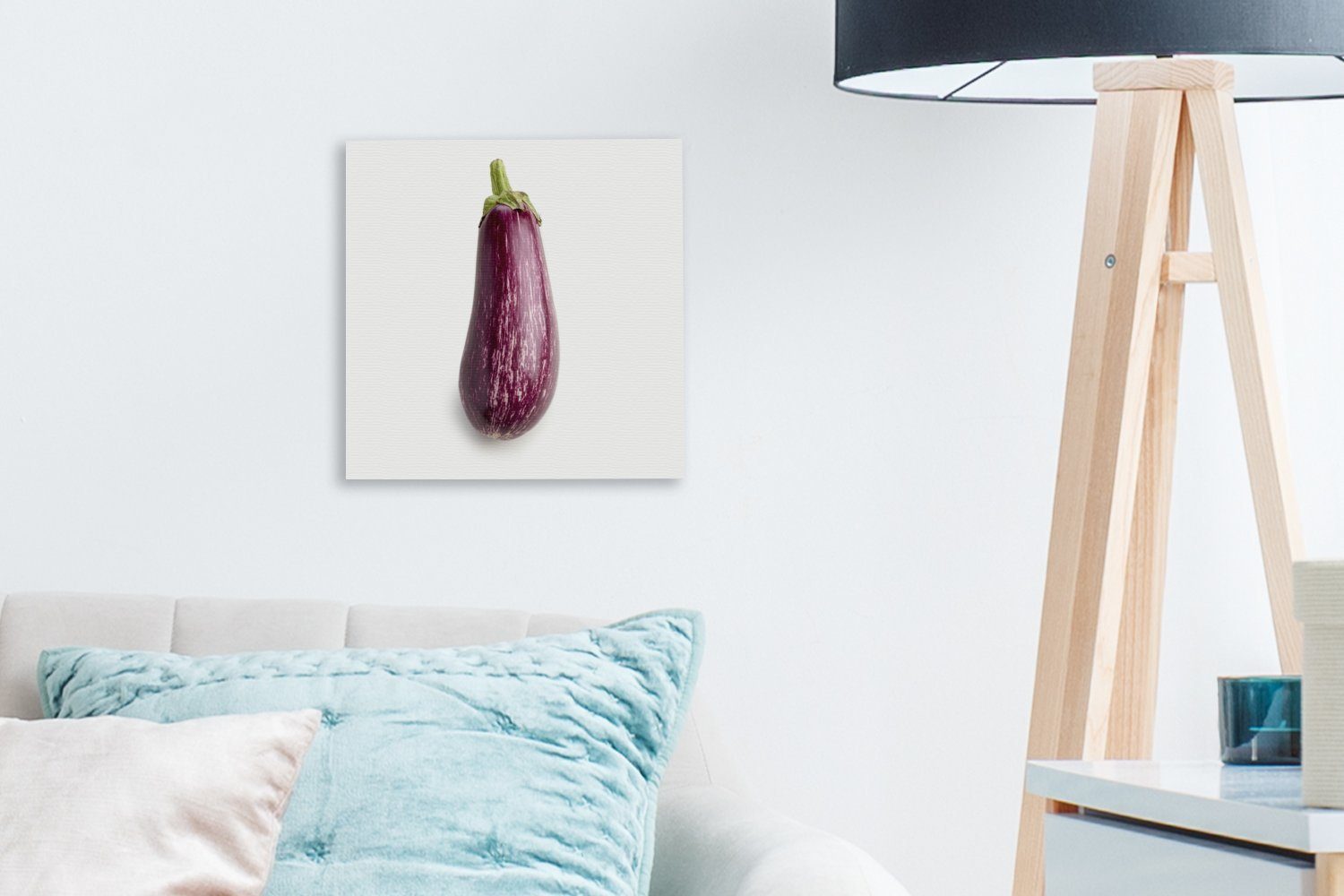 Schlafzimmer melongena Leinwandbild vor weißem Wohnzimmer Hintergrund, oder OneMillionCanvasses® (1 Leinwand Bilder Solanum Aubergine St), für
