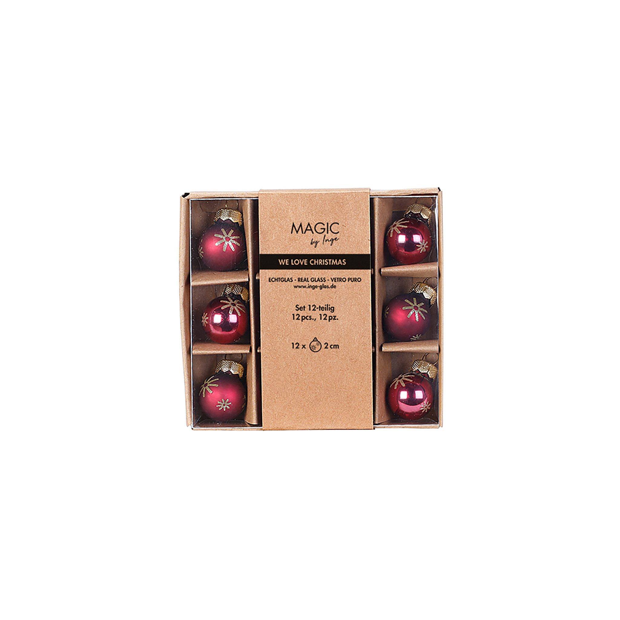 MAGIC by Inge Weihnachtsbaumkugel, Weihnachtskugeln Glas 2cm Schneeflocken Motiv 12er Set Smooth Port