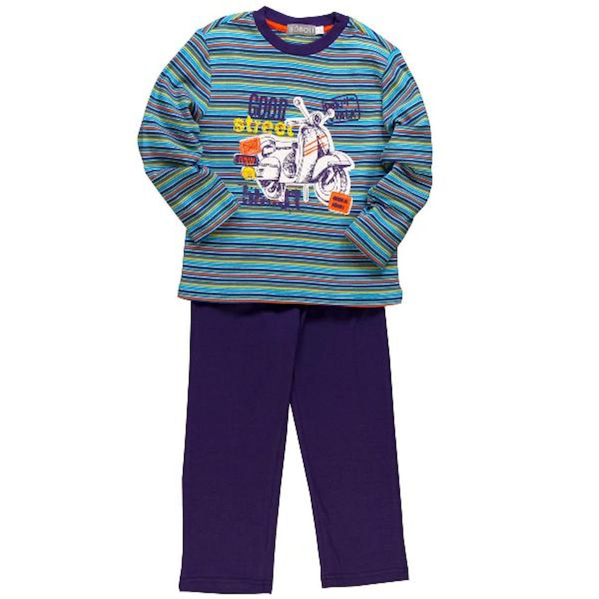 BÒBOLI Pyjama BÒBOLI Jungen Pyjama Schlafanzug lang gestreift (2 tlg)