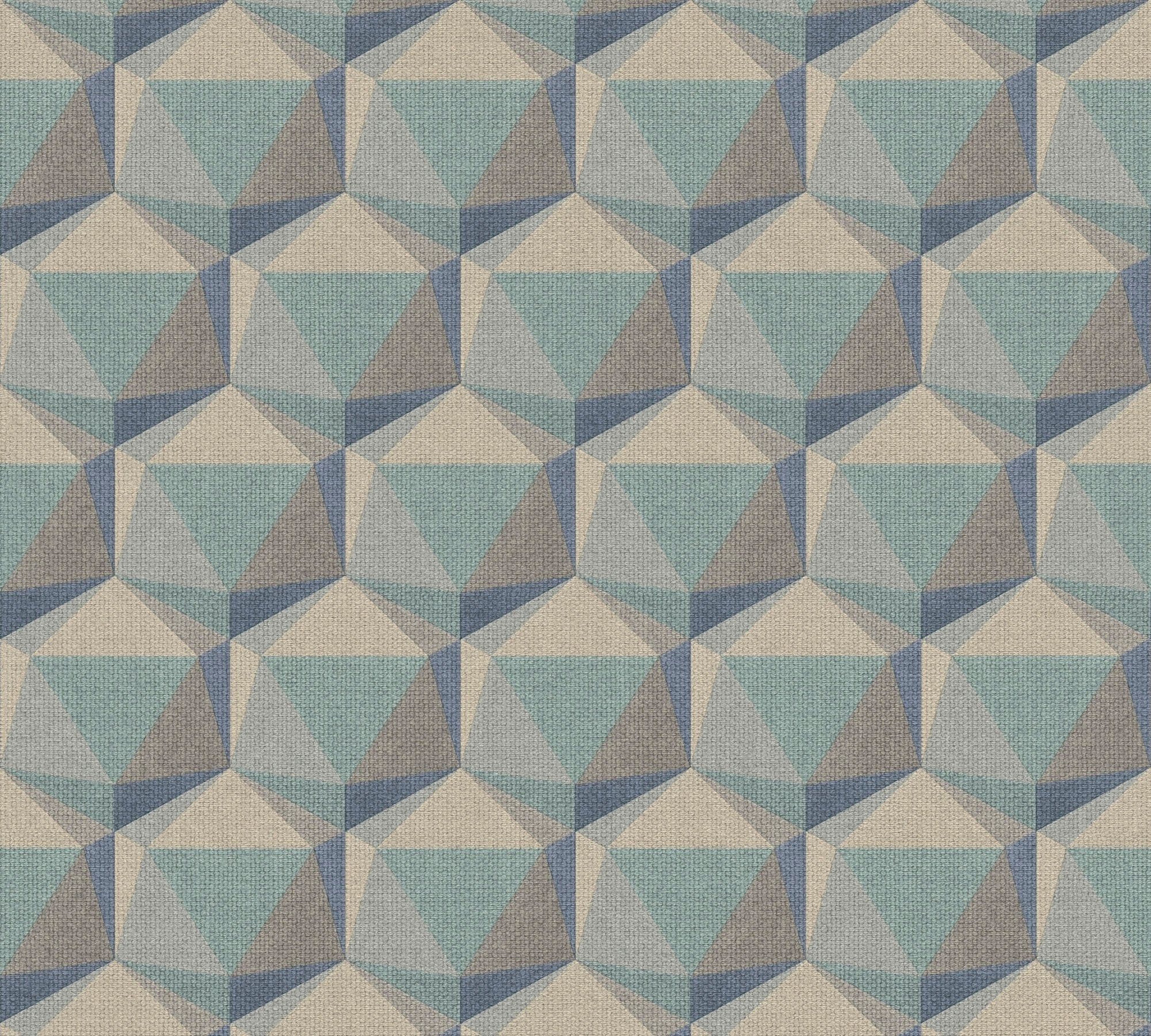 A.S. Création matt, Muster Grafiktapete Vliestapete (1 Nara Effekt, St), leicht Blau,Beige,Grau,Grün strukturiert, 3D Grafisch 3D