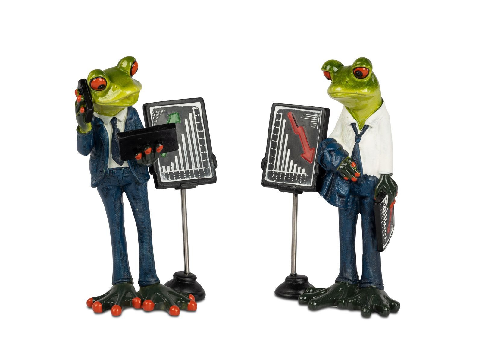 formano Sammelfigur Frosch Figuren 2er Set 16cm handbemalt lustige Börsen-Makler Deko