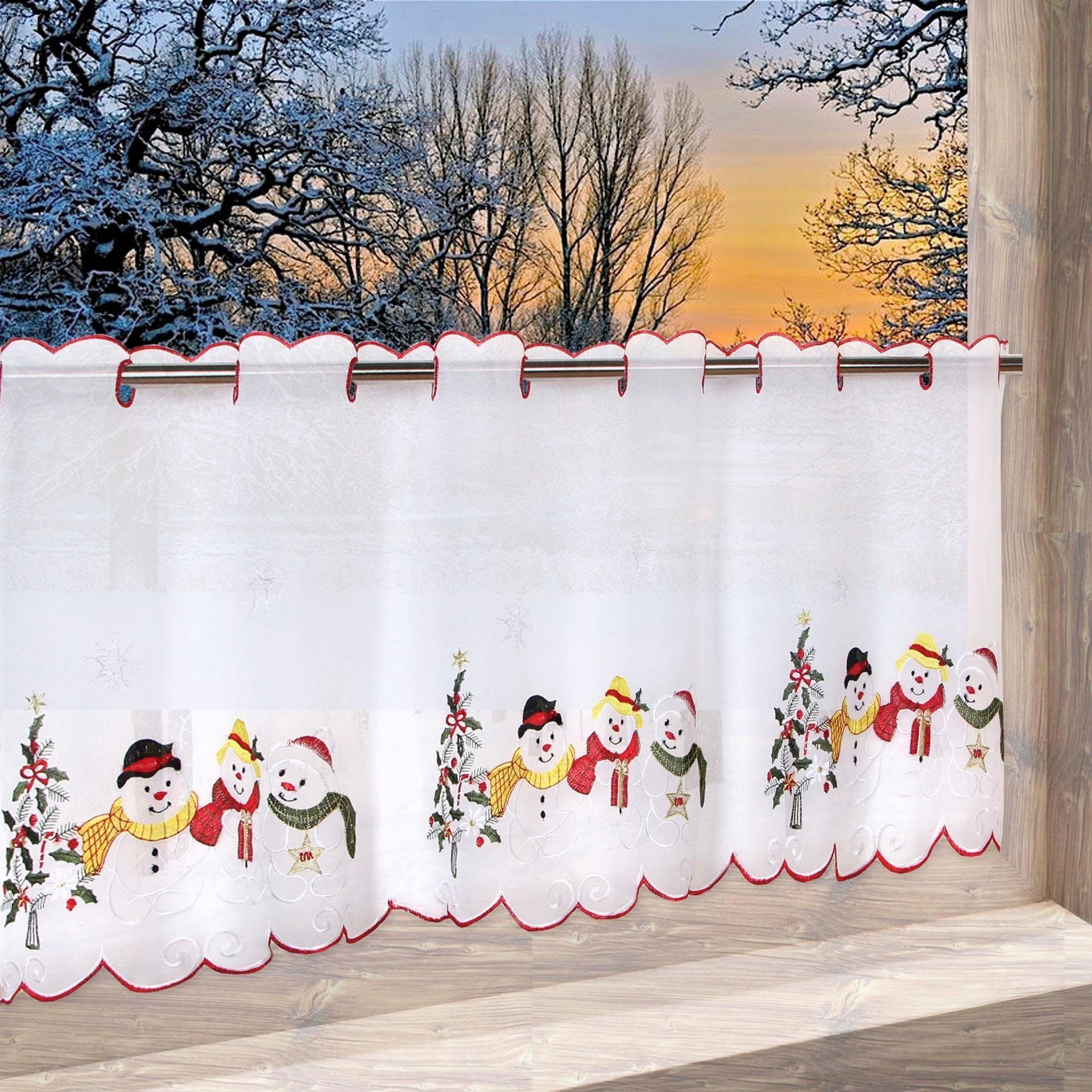 WEIHNACHTSMANN, Lifestyle, 45x115, Stangendurchzug, mit Voile, (1 Stangendurchzug Scheibengardine Küche HxB: die transparent, St), Delindo für