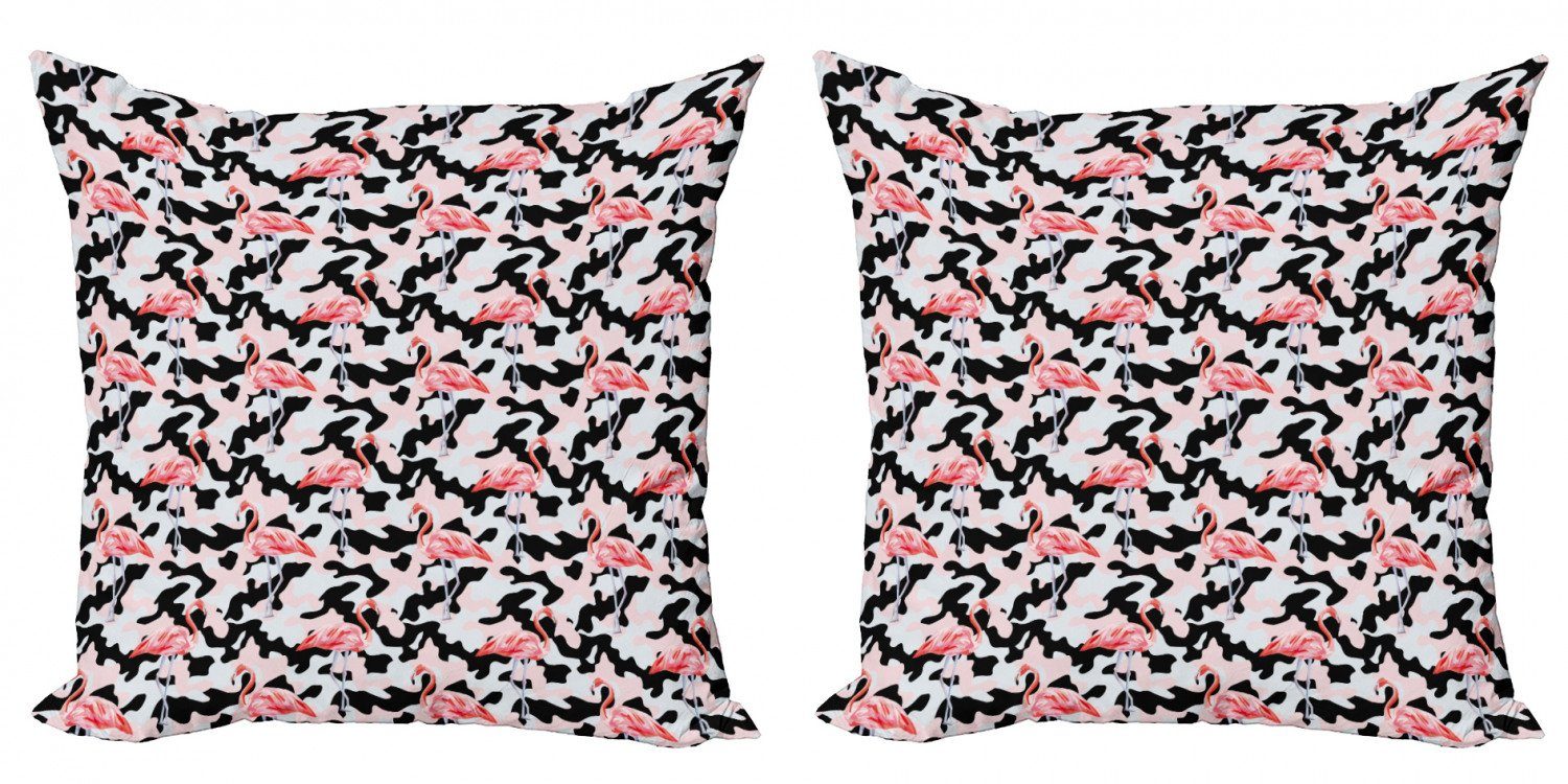 Kissenbezüge Modern Accent Doppelseitiger Digitaldruck, Abakuhaus (2 Stück), Flamingo Aquarell Natur Camo
