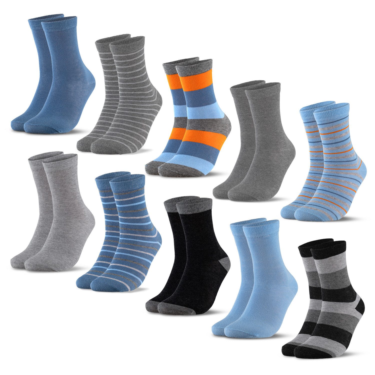 OCCULTO Basicsocken Jungen & Mädchen Bunte Носки 10er Pack (Modell: Estilo) (10-Paar)