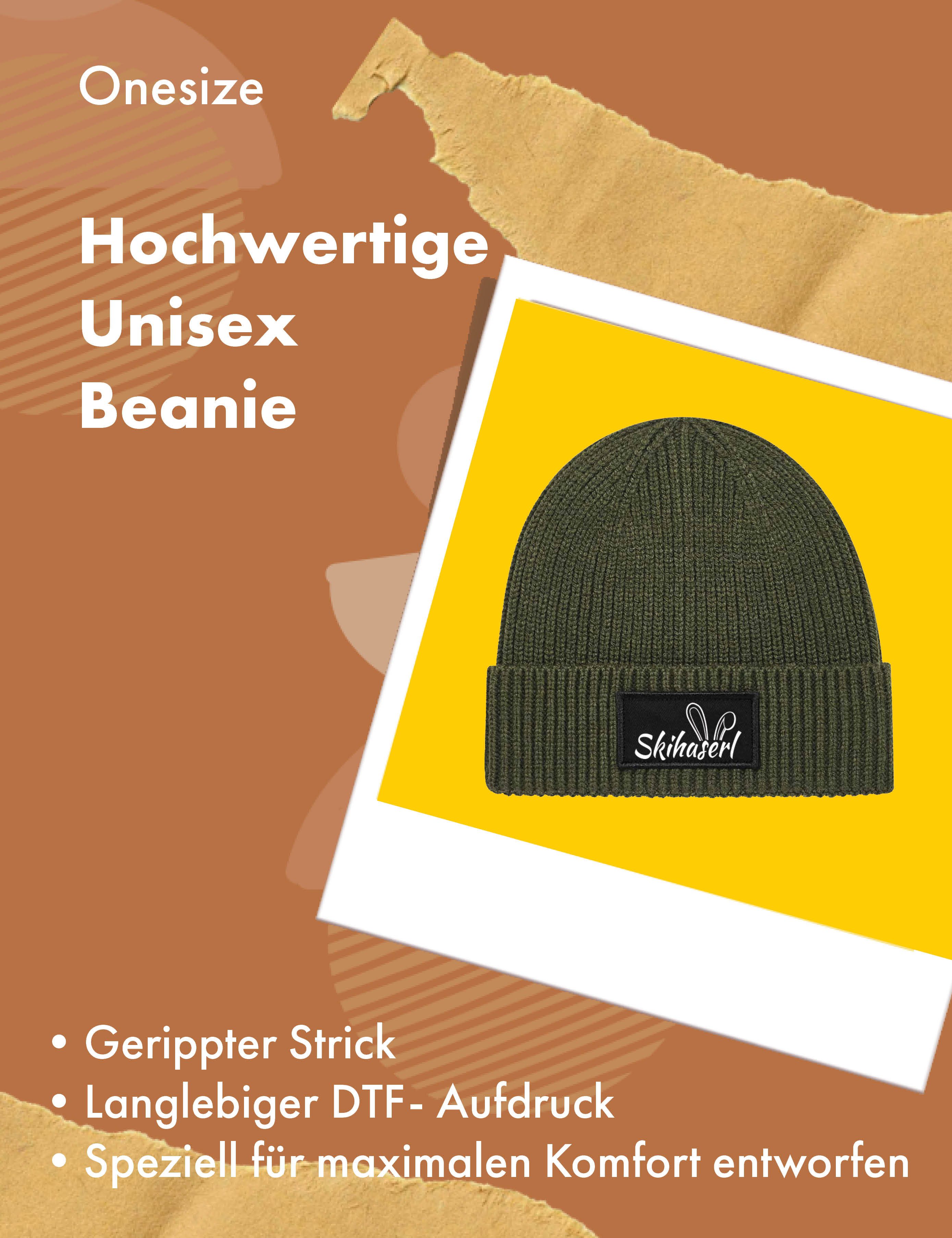 Youth Designz Beanie Damen Strick Beanie Mütze mit Skihaserl Aufdruck Geschenk Statement mit lustigen Print für Frauen