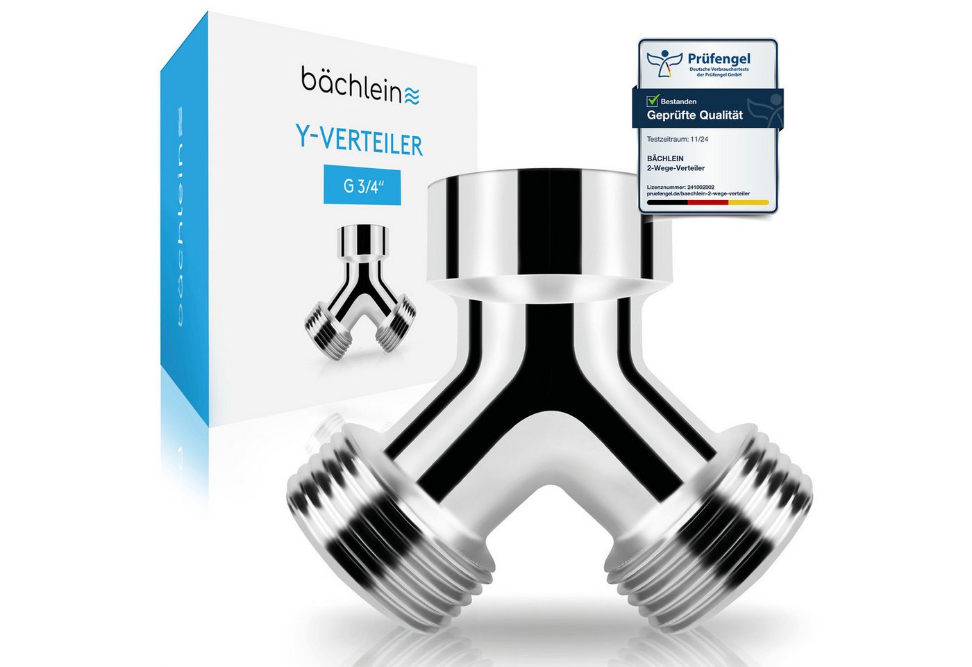 Bächlein 2-Wege-Ventil Hochwertiger Y-Verteiler, (genormtes Gewinde), 360° rotierbarer Wasseranschluss für zwei Geräte