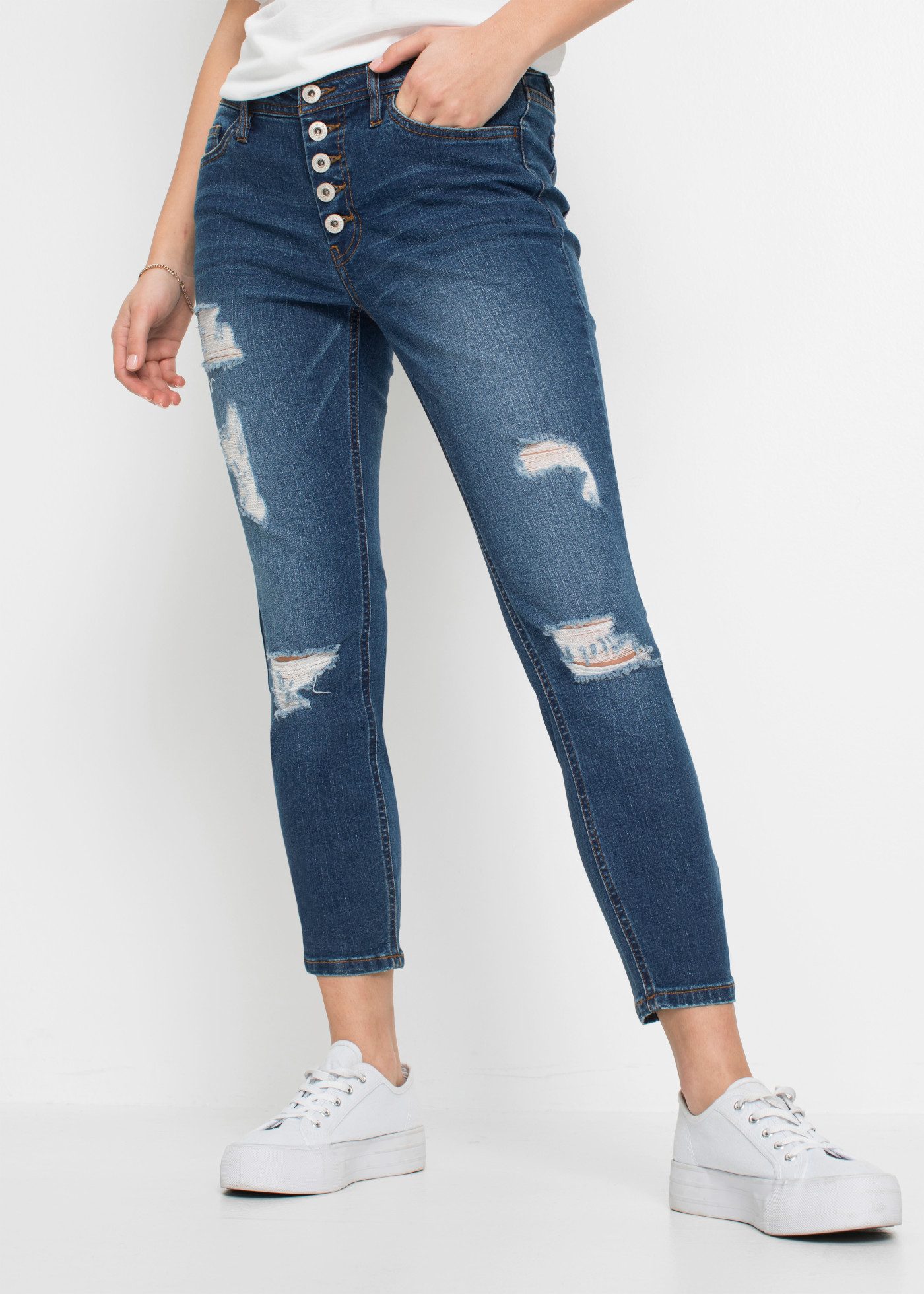 bonprix Skinny-fit-Jeans mit sichtbarer Knopfleiste