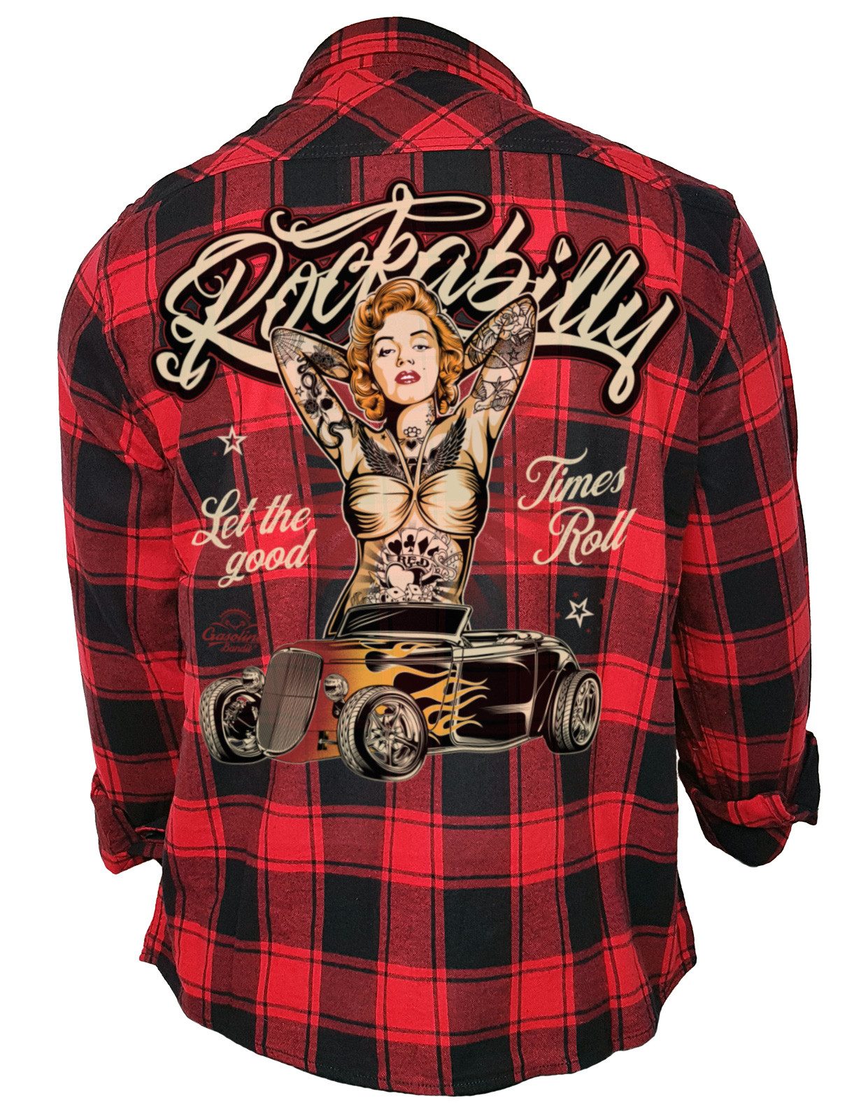 GASOLINE BANDIT® Flanellhemd Rockabilly schwarz-rot kariert: Let the good Times Roll