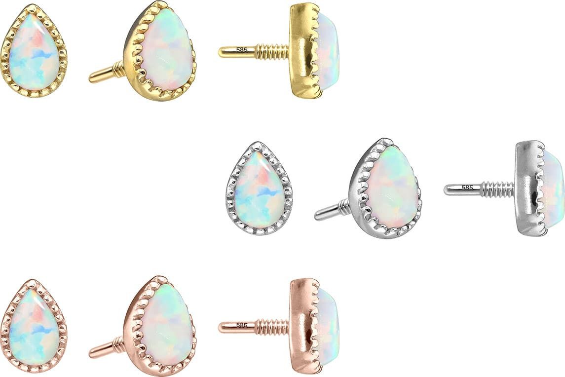 PIERCINGLINE Piercing-Set 14 Karat Gold Schraubaufsatz mit Außengewinde SYNTHETISCHER (Schraub-Aufsätze, 1-tlg)