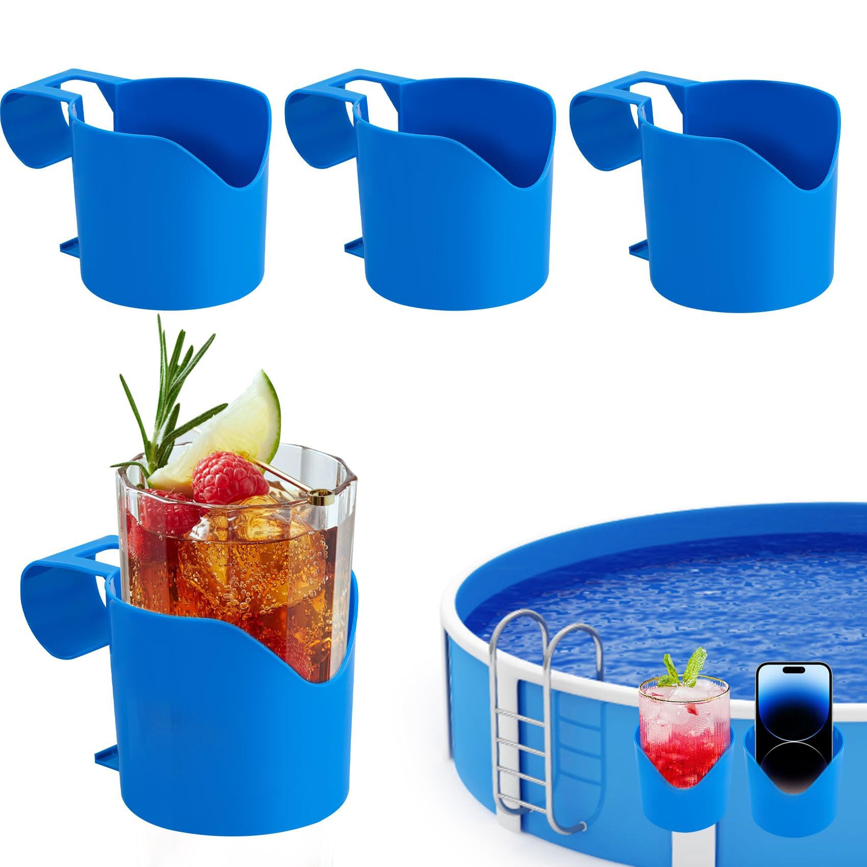 Agger Ablagetisch 4 Stück Pool Getränkehalter, Pool Getränkehalter Poolrand (4-St), für Schwimmbäder, Wasserbecher Hängehalter für Schwimmbecken