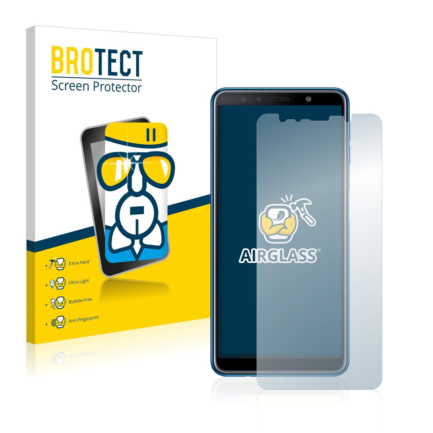 BROTECT Displayschutzglas Folie für Samsung Galaxy A7 2018, Schutzfolie Glas Panzer Display Schutz klar