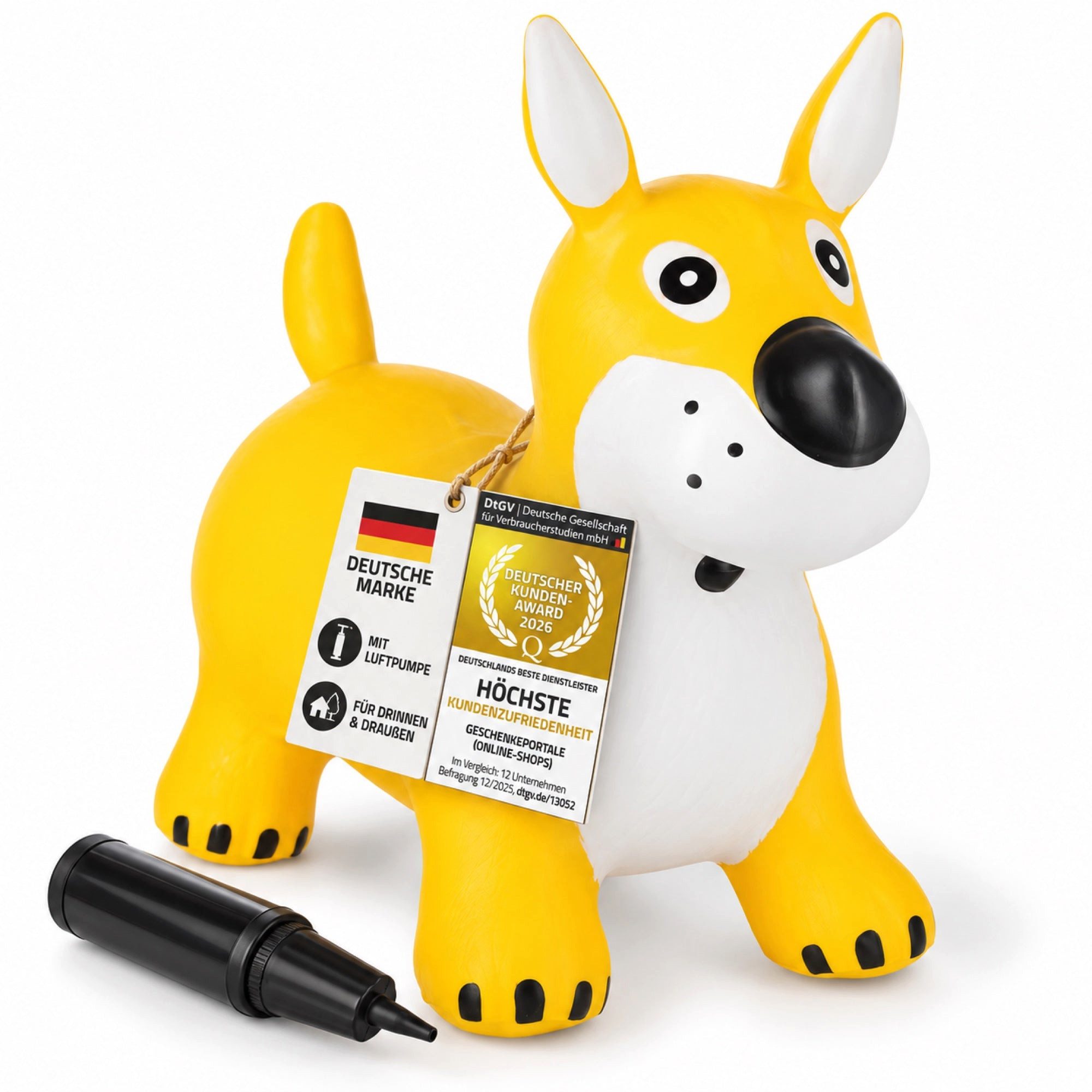 all Kids United Hüpftier Hüpftier Drache – Hüpfpferd & Springtier für Kinder von 2–5 Jahren, (Sprungtier + Pumpe), Kinder Hüpfpferd