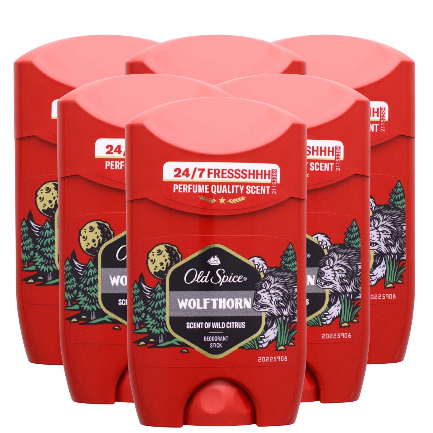 Old Spice Deo-Stift 6 x Old Spice Wolfthorn Deo Stick je 50ml Stick Ohne Aluminium