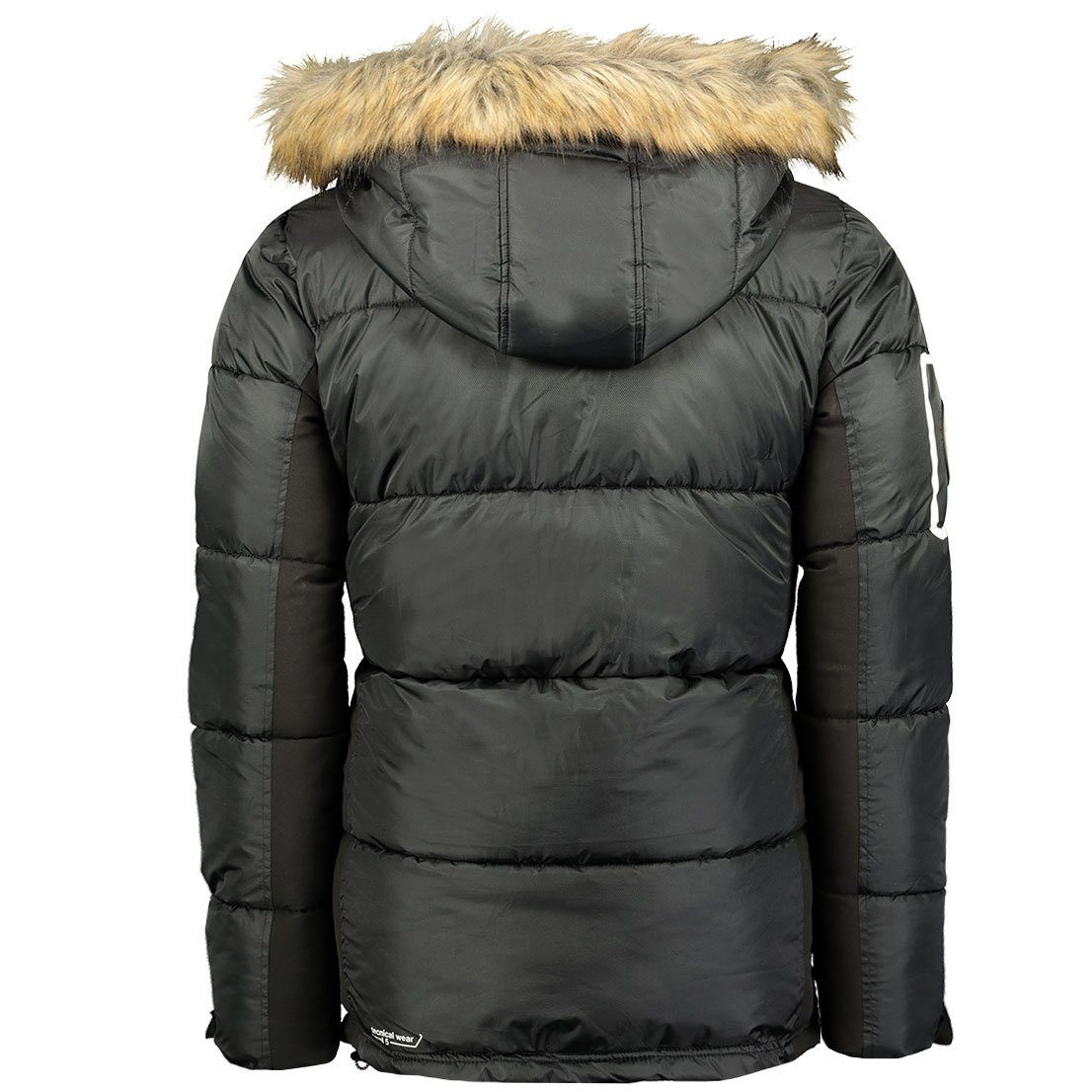 Geographical Norway Winterjacke abnehmbarer Größen: Übergrößen, warme, bis S Herren, Danone Kapuze, 7XL Winterparka, Schwarz mit Jacke