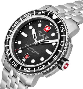 Swiss Military Hanowa Quarzuhr BLACK MARLIN, SMWGH0001702, Armbanduhr, Herrenuhr, Schweizer Uhr, Datum, Saphirglas, Swiss Made
