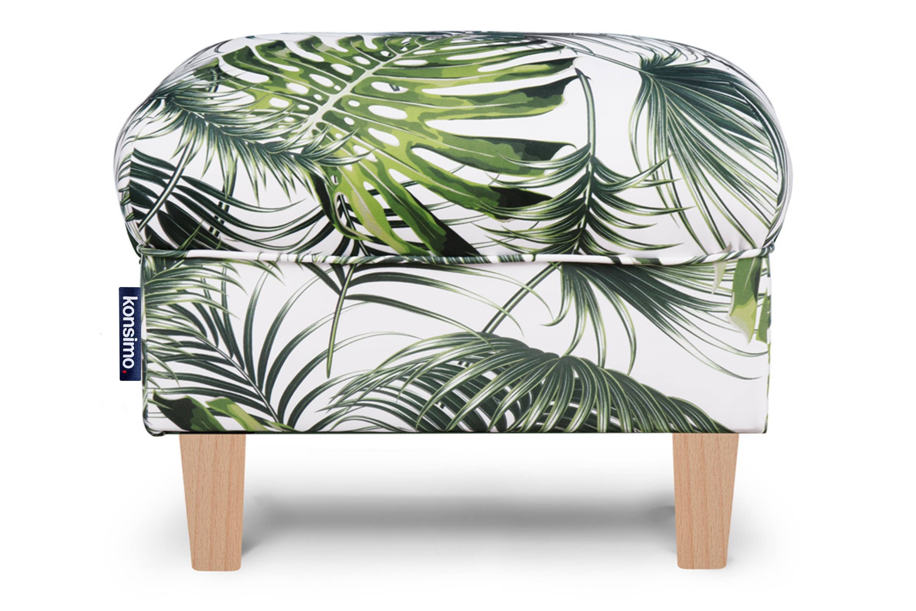 KONSIMO® Sitzhocker MILES Polsterhocker Pouffe, Massivholzbeine, zeitloses Design, pflegeleichter Stoff