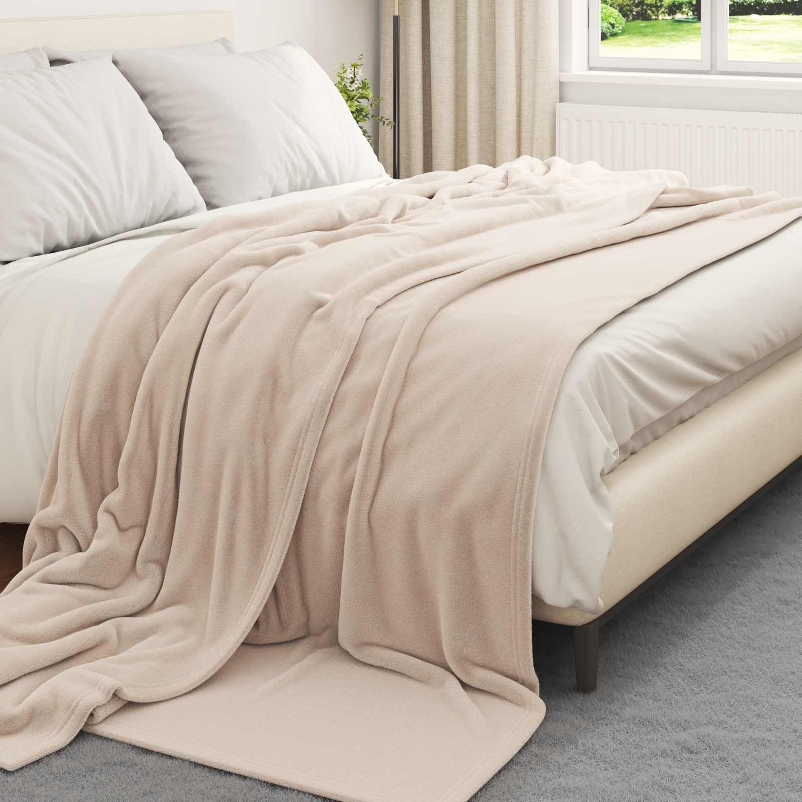 Wohndecke 220 x 240 cm Wohndecke Kuscheldecke Fleecedecke Überwurfdecke Beige 2, vidaXL
