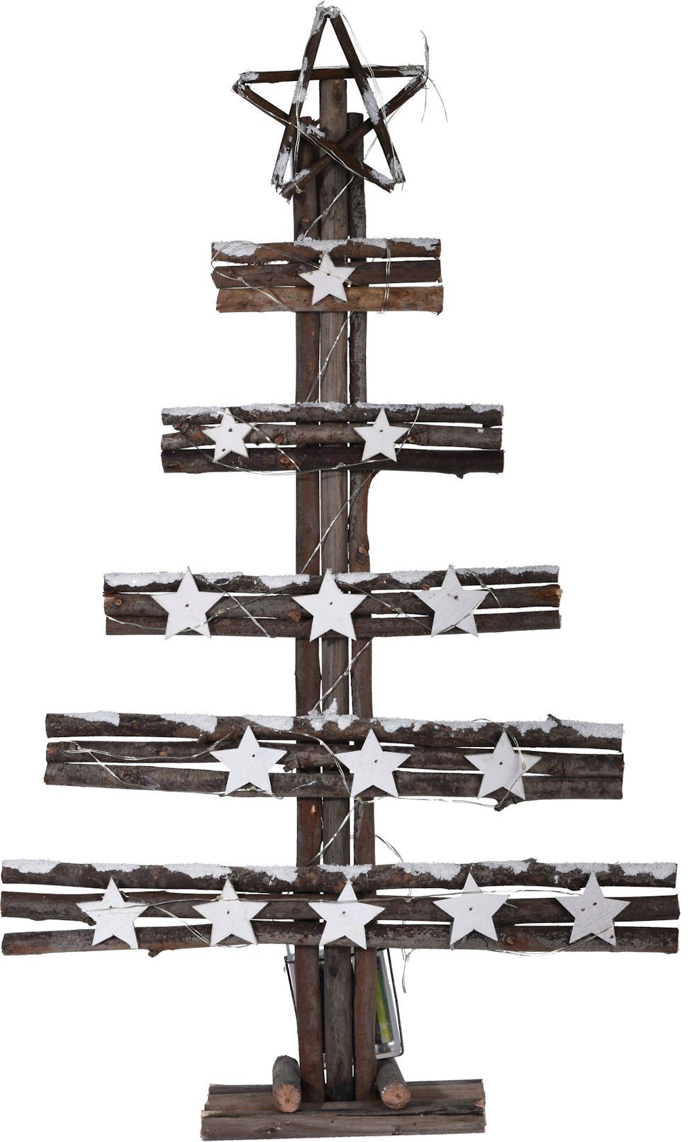 Spetebo LED Dekoobjekt LED Deko Holz Tannenbaum mit Sternspitze 60 cm, 2, LED, warmweiß, Beleuchteter Holz Tannenbaum mit Sternspitze