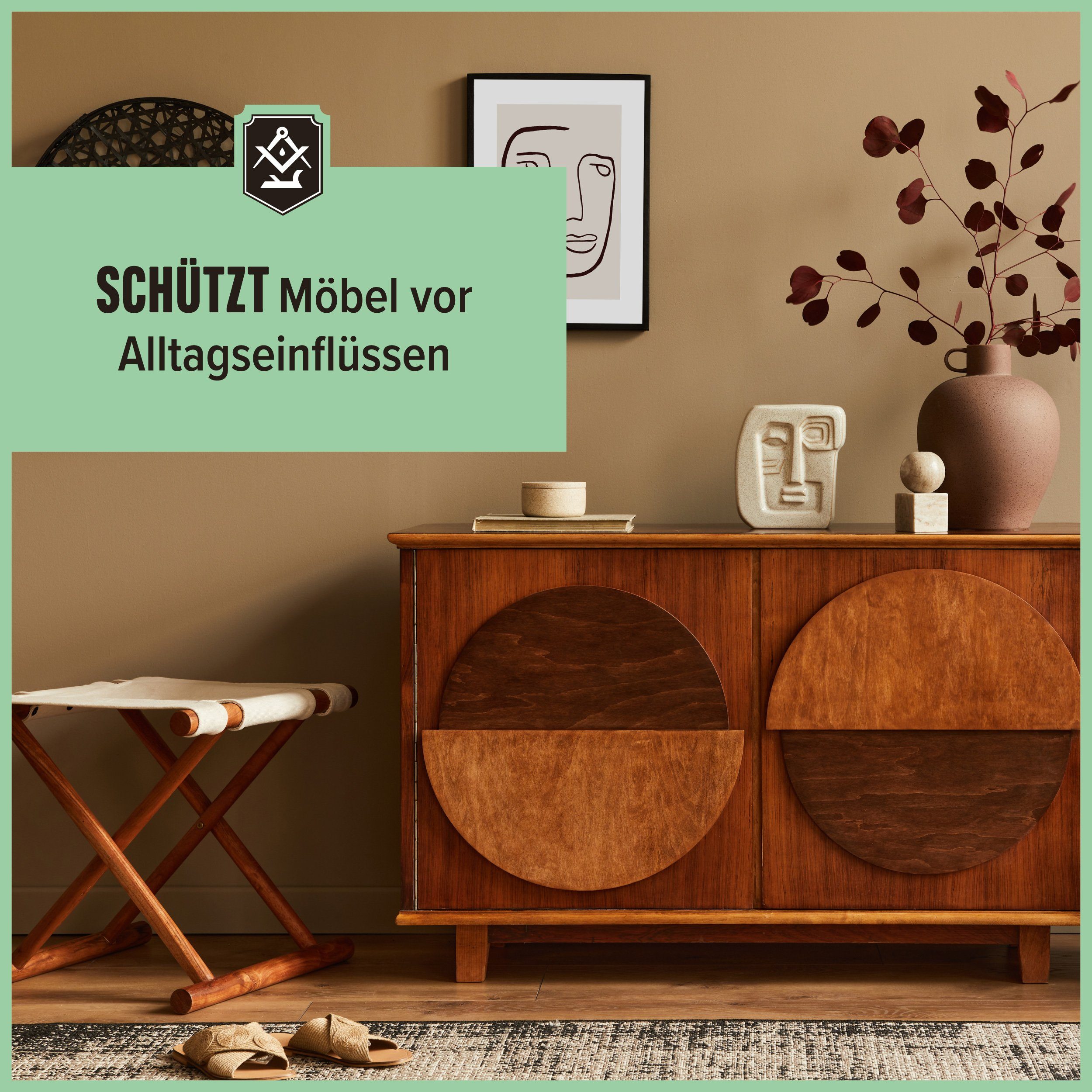 Hartwachsöl Schrader von Germany dreiteiliges Wachs 2x - - Holzmöbeln zur + Set, Baumwolltuch Holz Made Versiegelung in Pflege und