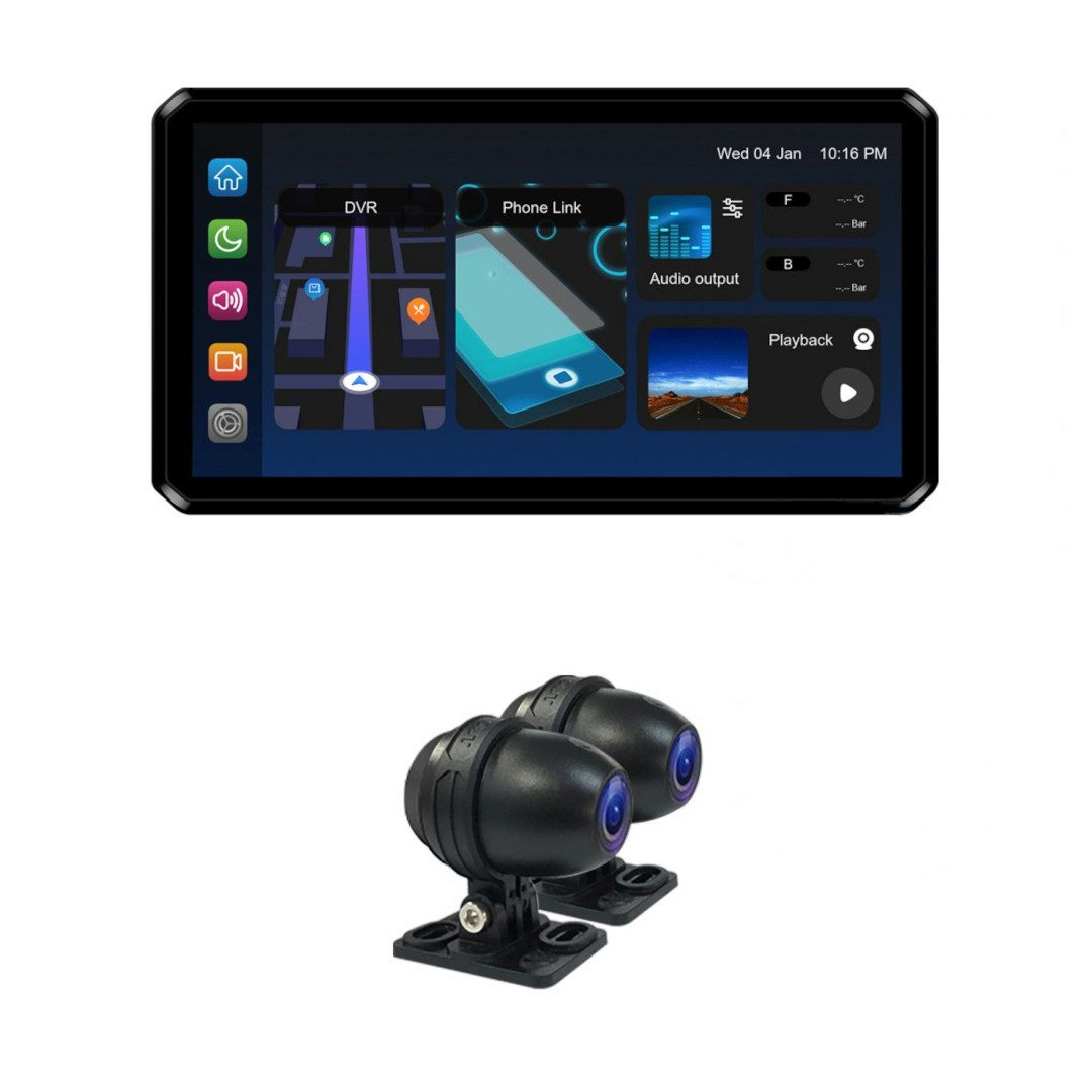 FC-Moto M2 Pro Motorrad Multimediasystem + Kameras Motorrad-Navigationsgerät (Wasserdicht wasserdichte)