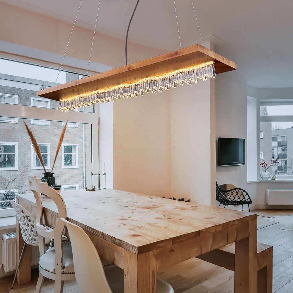 Globo LED Pendelleuchte, LED-Leuchtmittel mit Holzleuchte Hängeleuchte Landhaus Esstisch Holz fest Pendelleuchte verbaut, LED Warmweiß