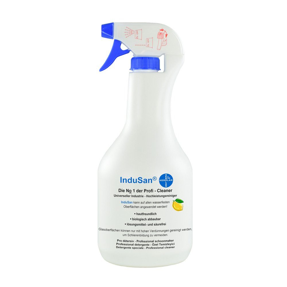 HERRLAN InduSan - Reinigungskonzentrat Allzweckreiniger (1 Liter Sprühflasche I Citrus-Duft I Industrie-Reiniger)