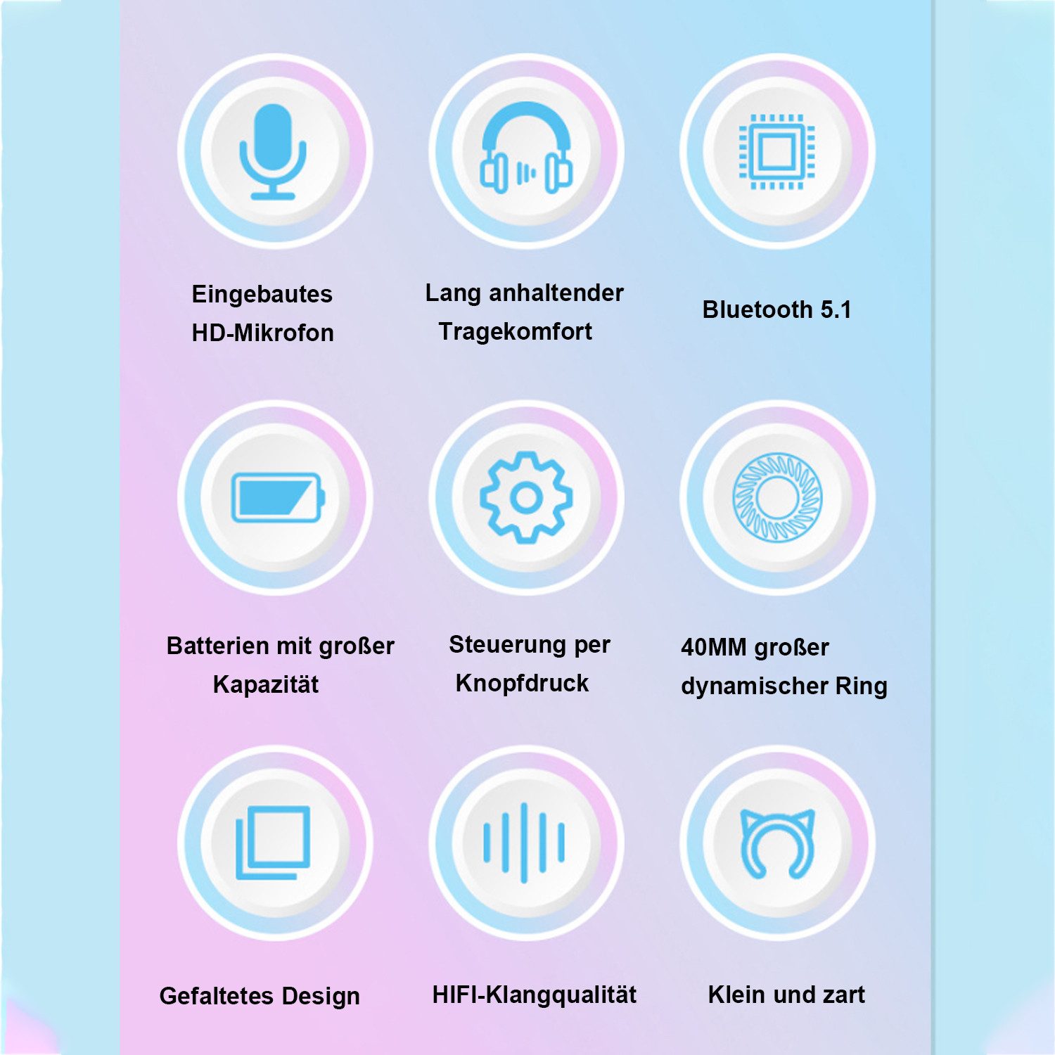 KINSI Bluetooth-Headset, wettbewerbsfähiges Gaming-Headset mit LED-Leuchten Kinder-Kopfhörer (Over-Ear, Noise-Cancelling)