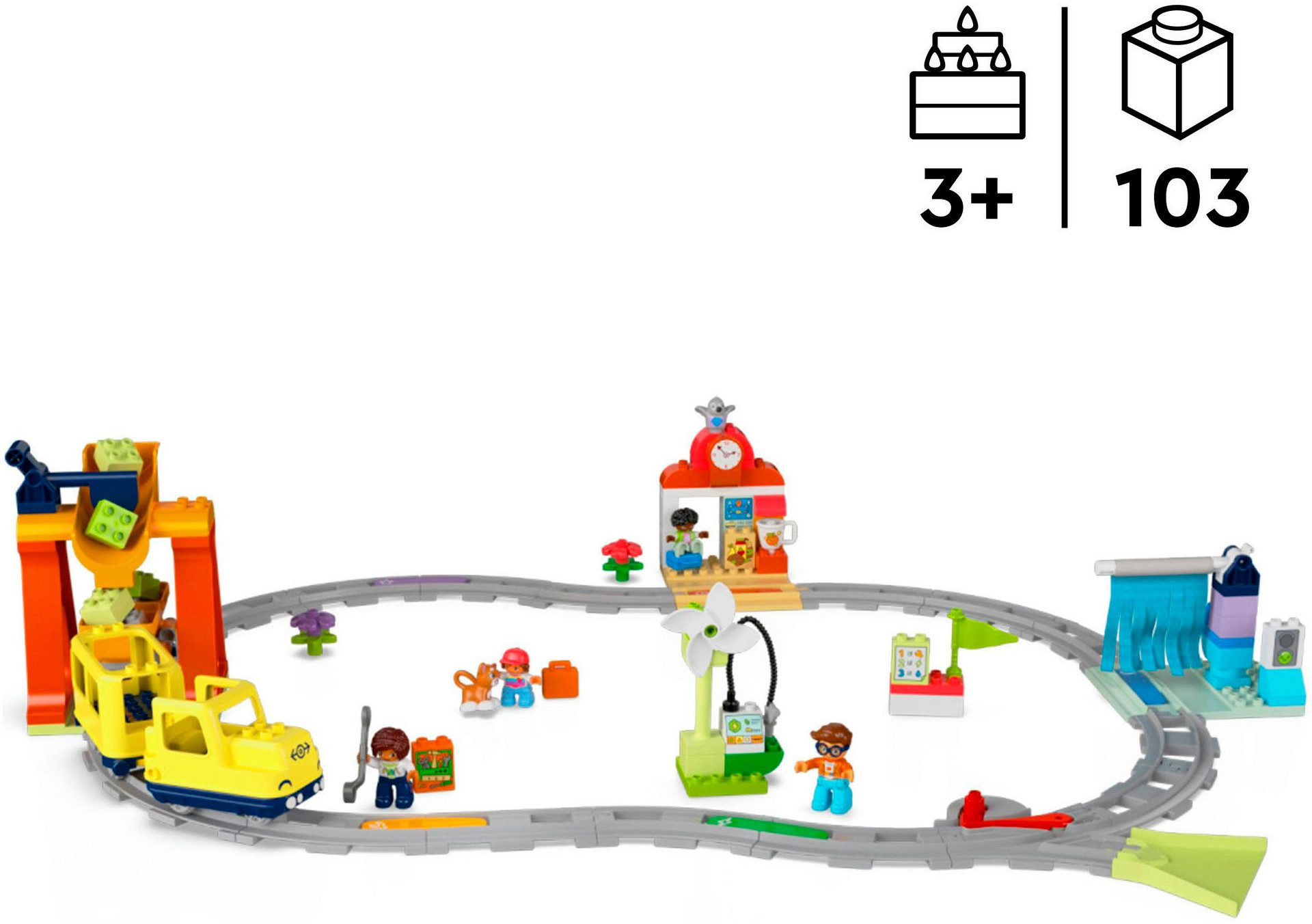 LEGO® Große interaktive Eisenbahn (10428), LEGO DUPLO Town Konstruktionsspielsteine, (103 St), Made in Europe
