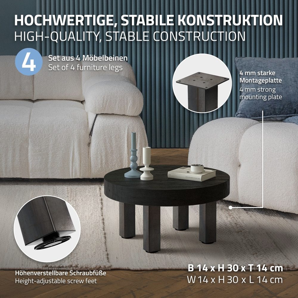 ML-DESIGN Tischbein Tischkufen I-Design Möbelfüße Tischgestell aus pulverbeschichtet Stahl, 4er Set Bankkufen 30 cm Industrial Möbelbeine für Couchtische Bänke – Bild 2 von 5