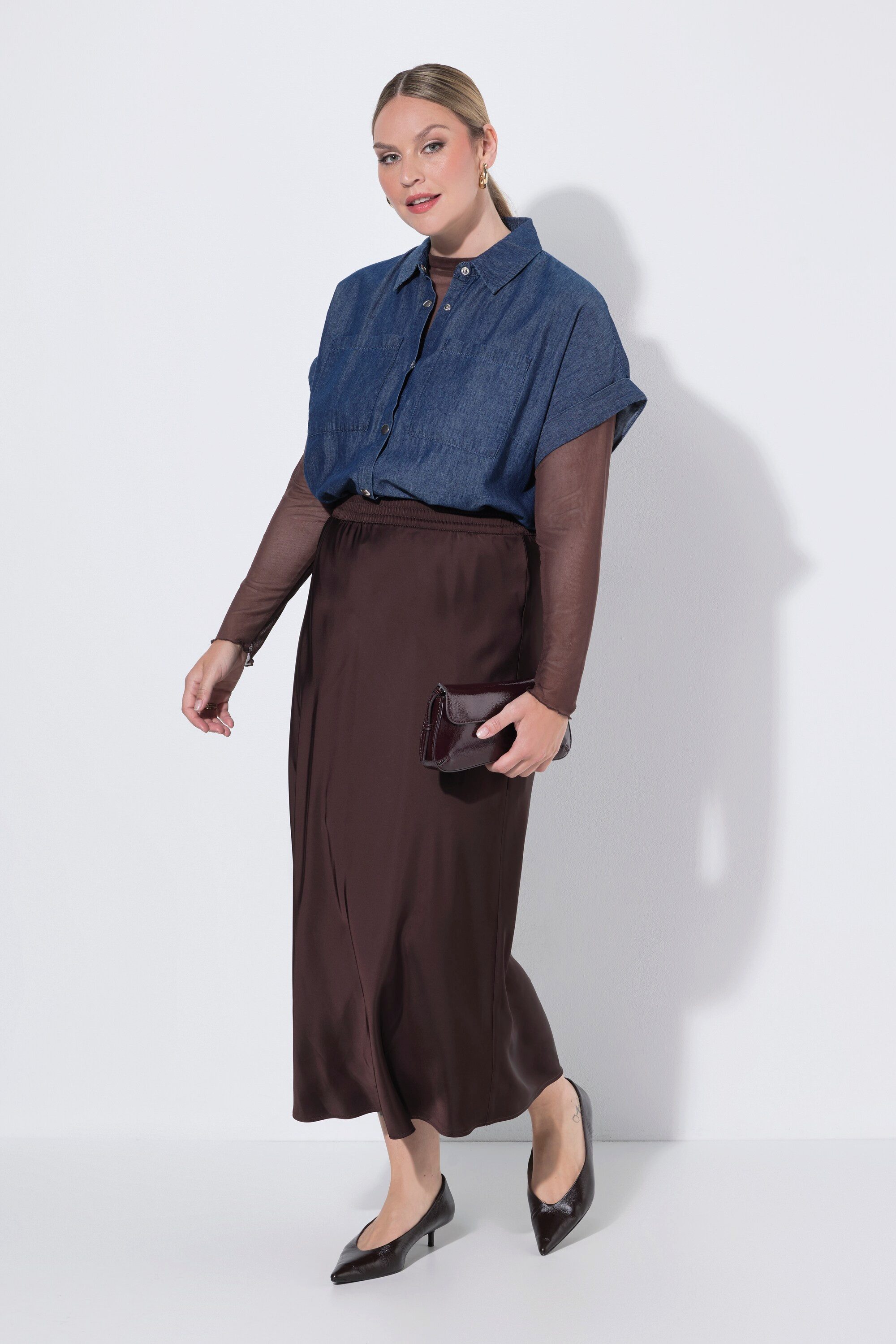 MIAMODA Jerseyrock Maxi-Satinrock A-Linie Elastikbund