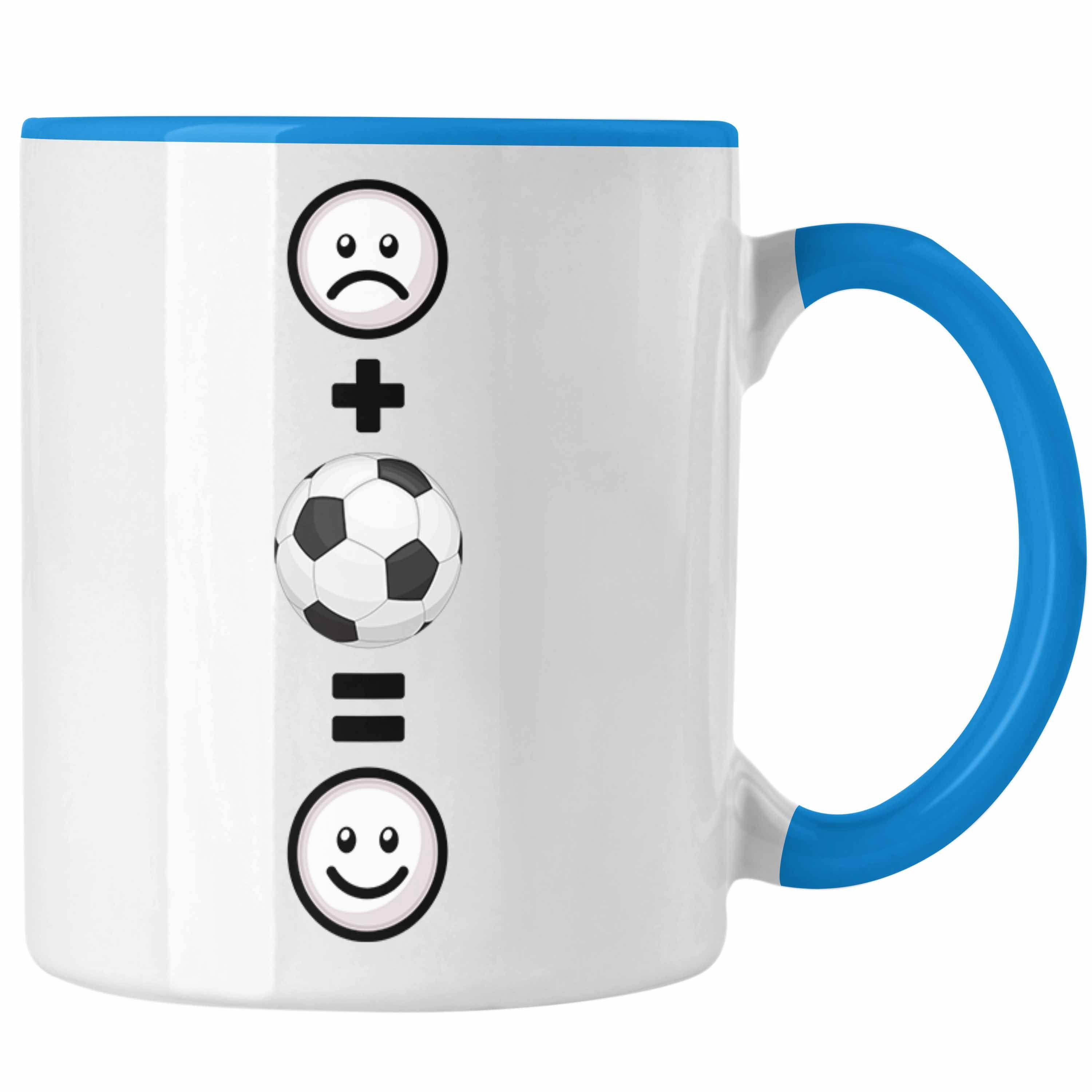 Trendation Tasse Fußball Tasse Geschenk für Fußballspieler Trainer :(Fußball) L Blau | Teetassen