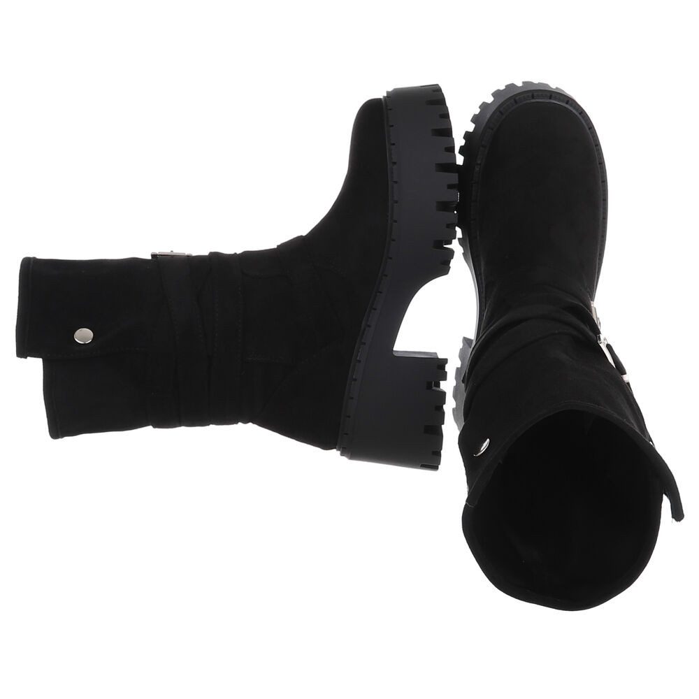 Ital-Design Modische Damen Stiefeletten mit Schnallen und Profilsohle Plate günstig online kaufen