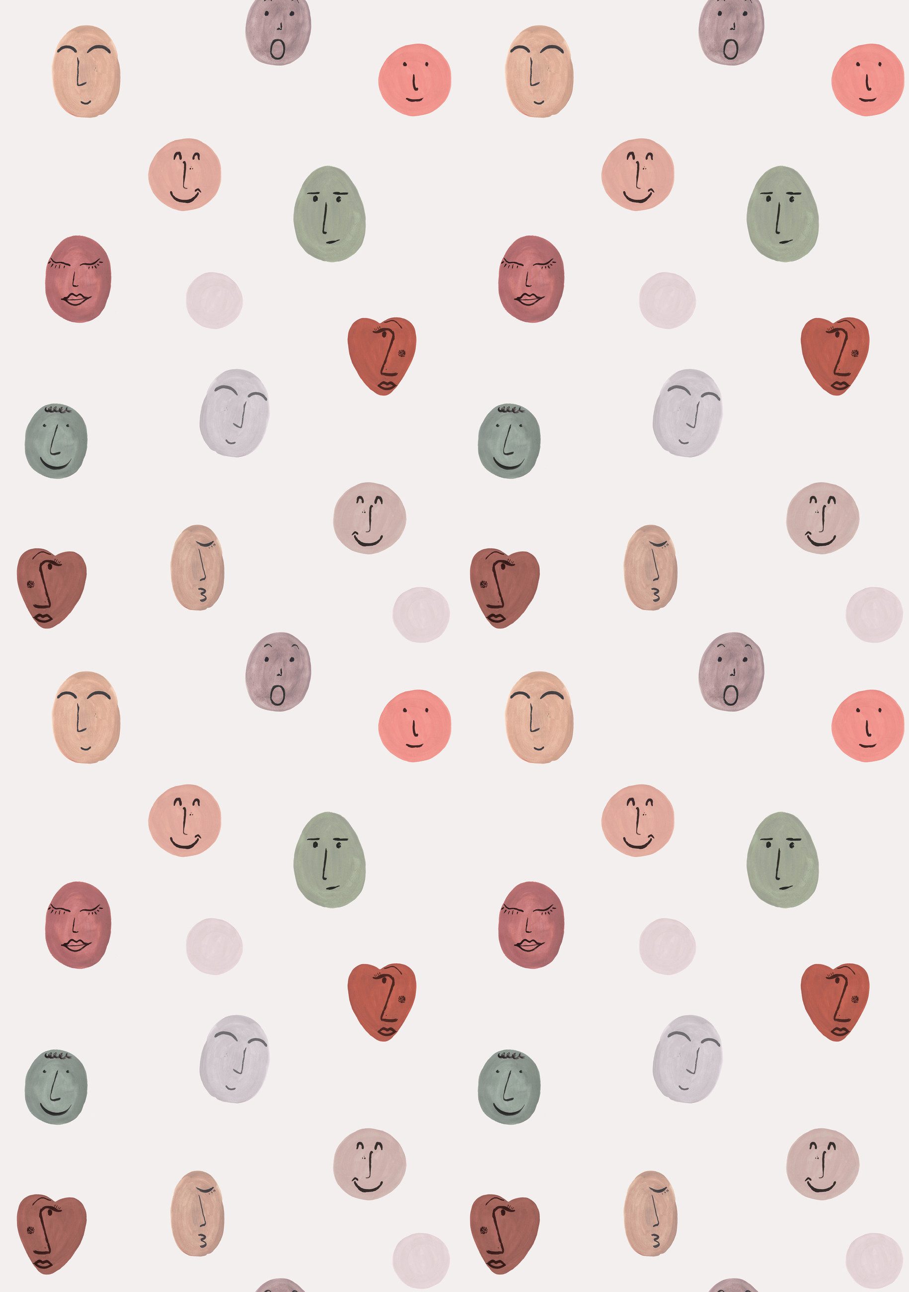 Rasch Fototapete Lächelnde Gesichter in Bunt - Roomblush Smileys RB307 - 2,85m x 2,00m, glatt, fröhlich, verspielt, (1 St), Viele lächelnde Gesichter