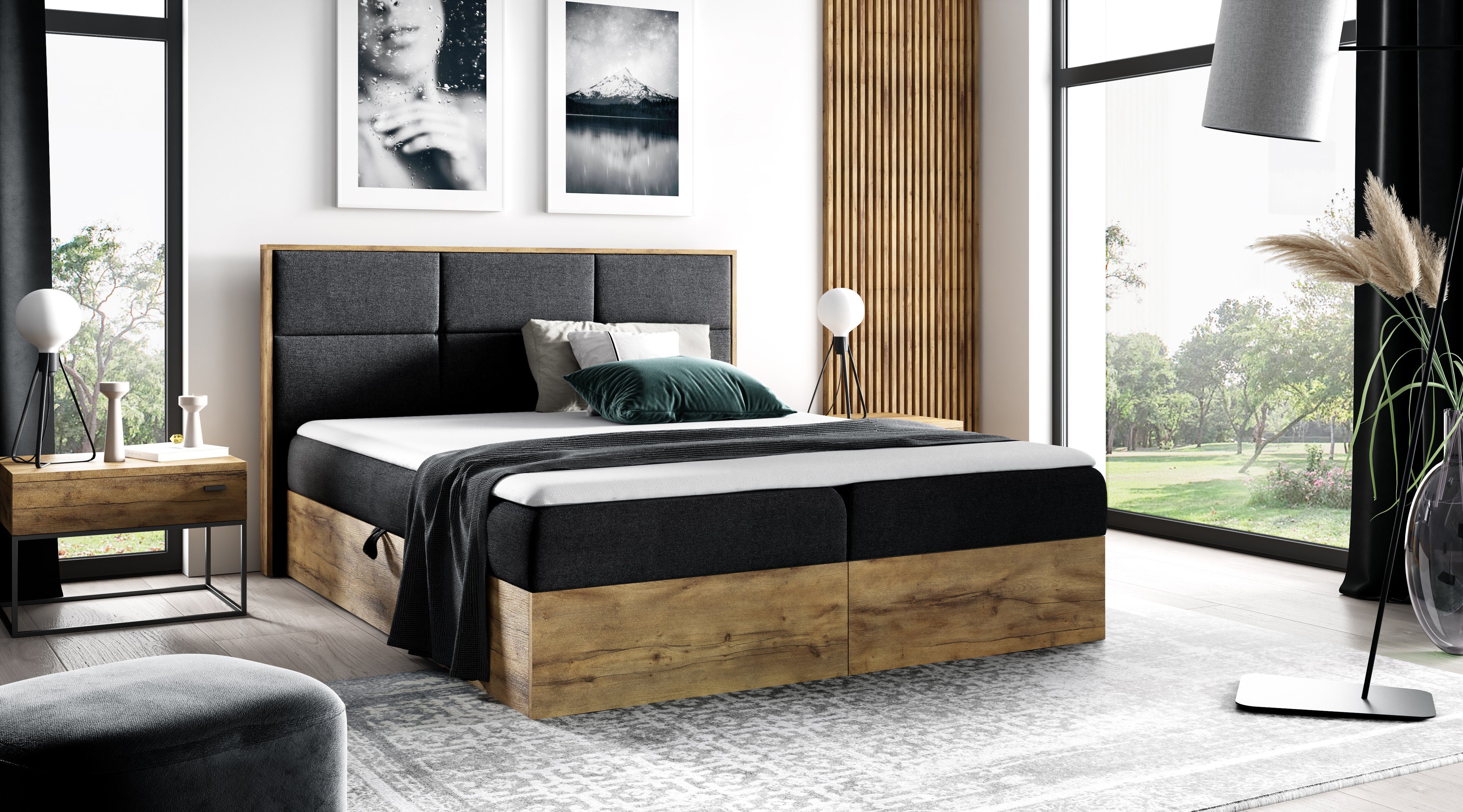 yourhouse24 Boxspringbett Wood II mit 2 günstig online kaufen