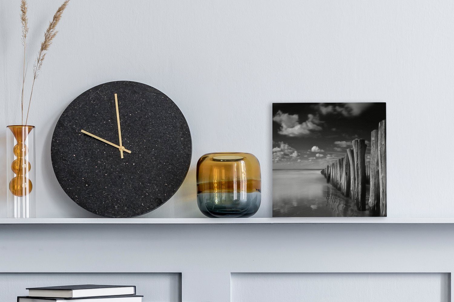 OneMillionCanvasses® Leinwandbild Wohnzimmer Stürmisches St), für Wetter Schlafzimmer (1 Schwarz-Weiß-Fotodruck, bunt Bilder Leinwand