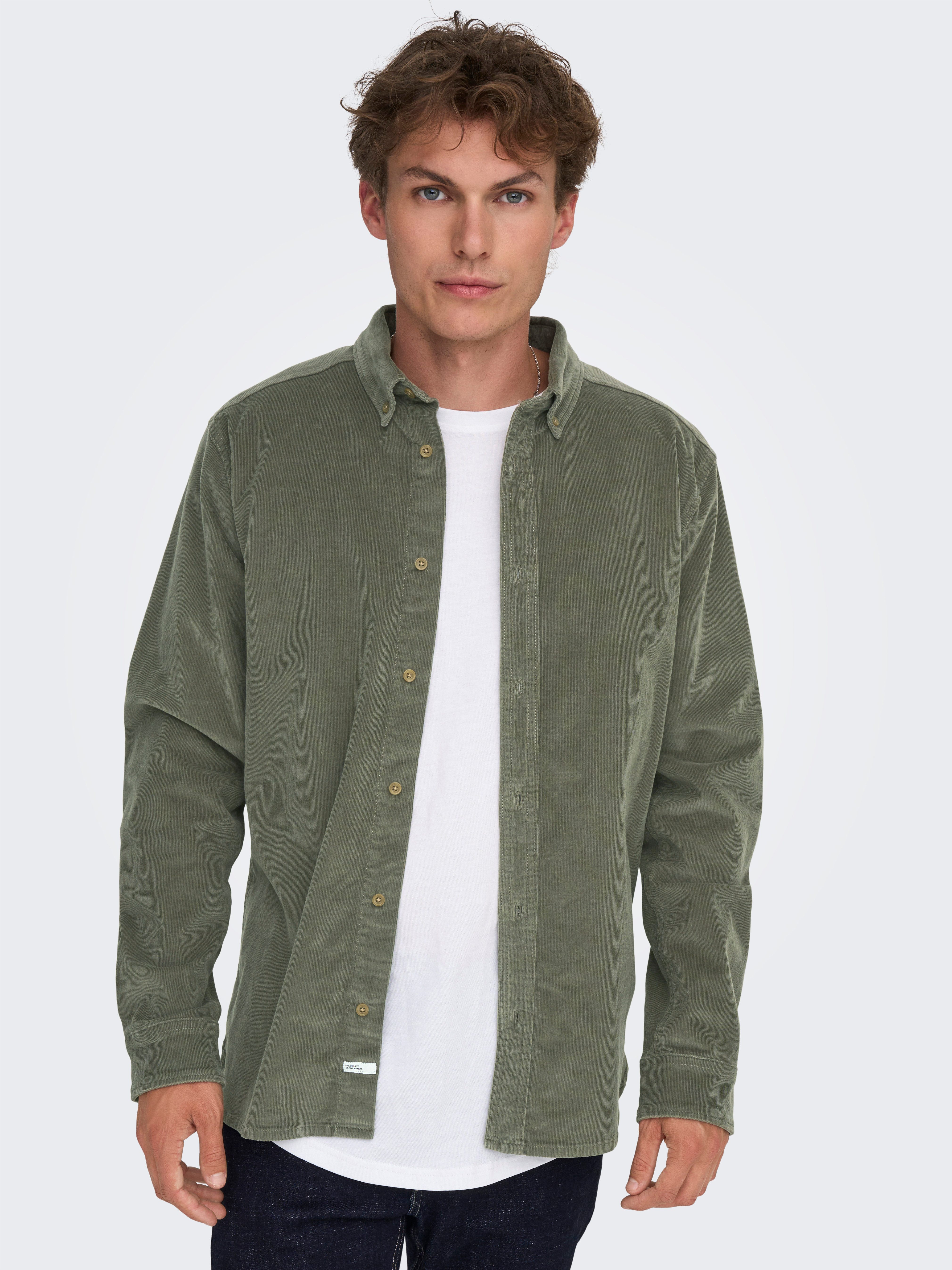 ONLY & SONS Langarmhemd ONSMICHAEL 18W REG CORD STRETCH LS NOOS Baumwollmischung, regular fit, Cord