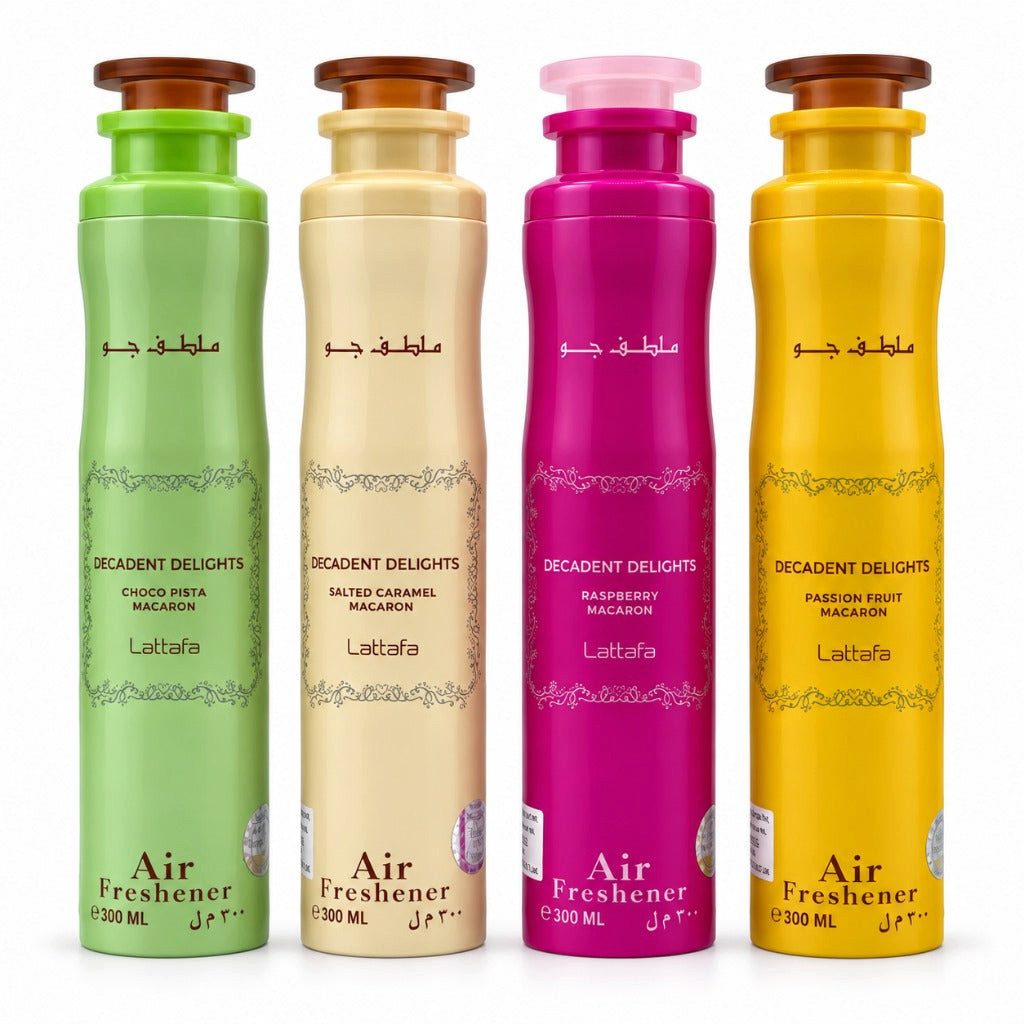 Lattafa Raumduft Macaron Raumspray Gourmand Raumdüfte für Zuhause 4x300ml
