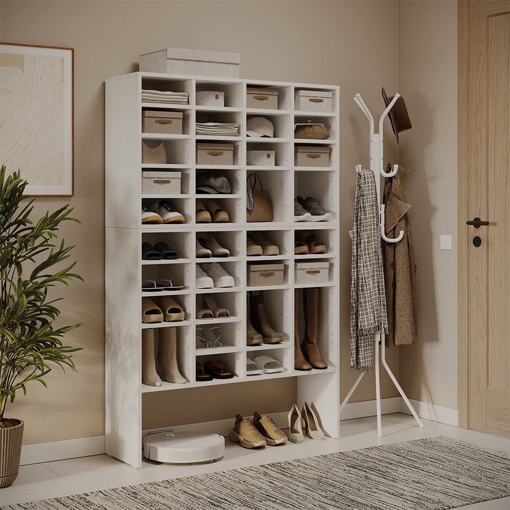 Vicco Schuhregal Lysander, Weiß, 104.2 x 65.5 cm 2 Teile, 2-tlg.
