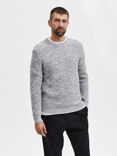 SELECTED HOMME Rundhalspullover SLHVINCE LS KNIT BUBBLE CREW NECK NOOS