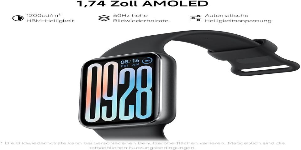 Xiaomi Herren"s GPS Telefonfunktion mit AMOLED Display & 150 Modi Smartwatch (4,4 cm/1,74 Zoll, Android/iOS), SPO2 Schlafmonitor IP68 Wasserdicht 21 Tage Akku GNSS