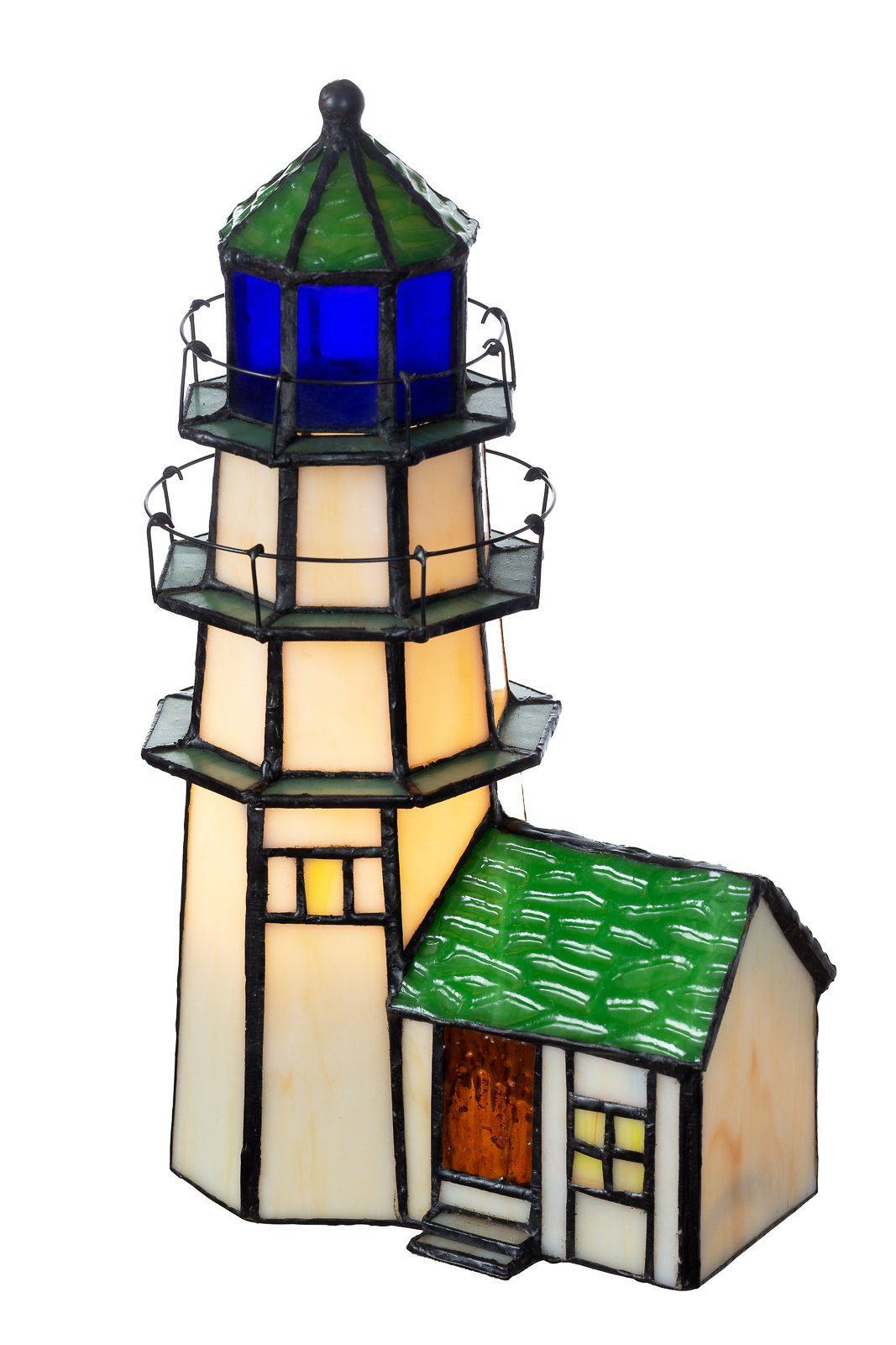 BIRENDY Stehlampe Birendy Tischlampe Tiffany Style Leuchtturm Tif168 Motiv Lampe