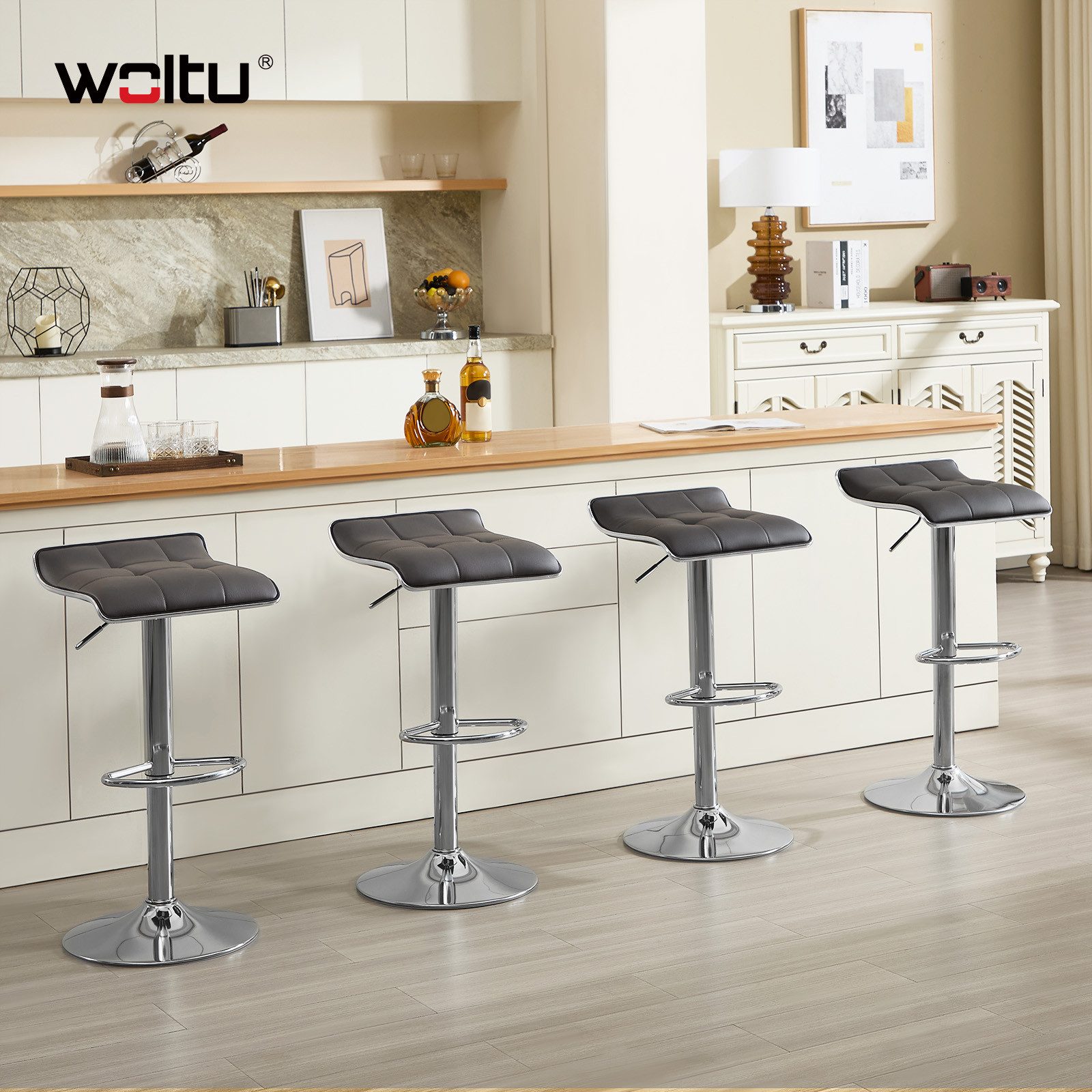 Woltu Barhocker (1 St), Barstuhl aus hochwertigem Kunstleder, verchromter S günstig online kaufen