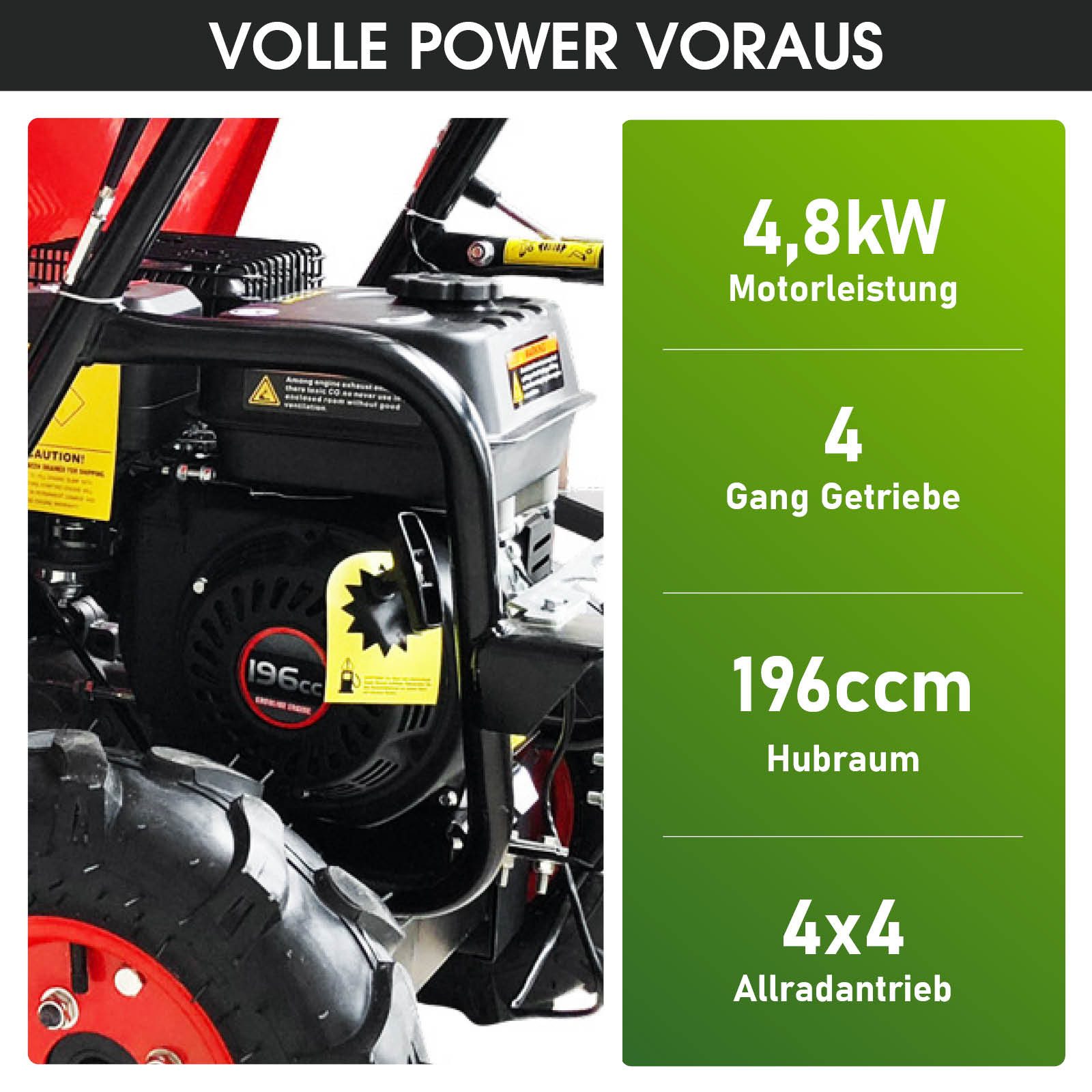 BRAST Dumper Benzin Mini Motor-Schubkarre Radlader, großer Kippbehälter, Allradantrieb