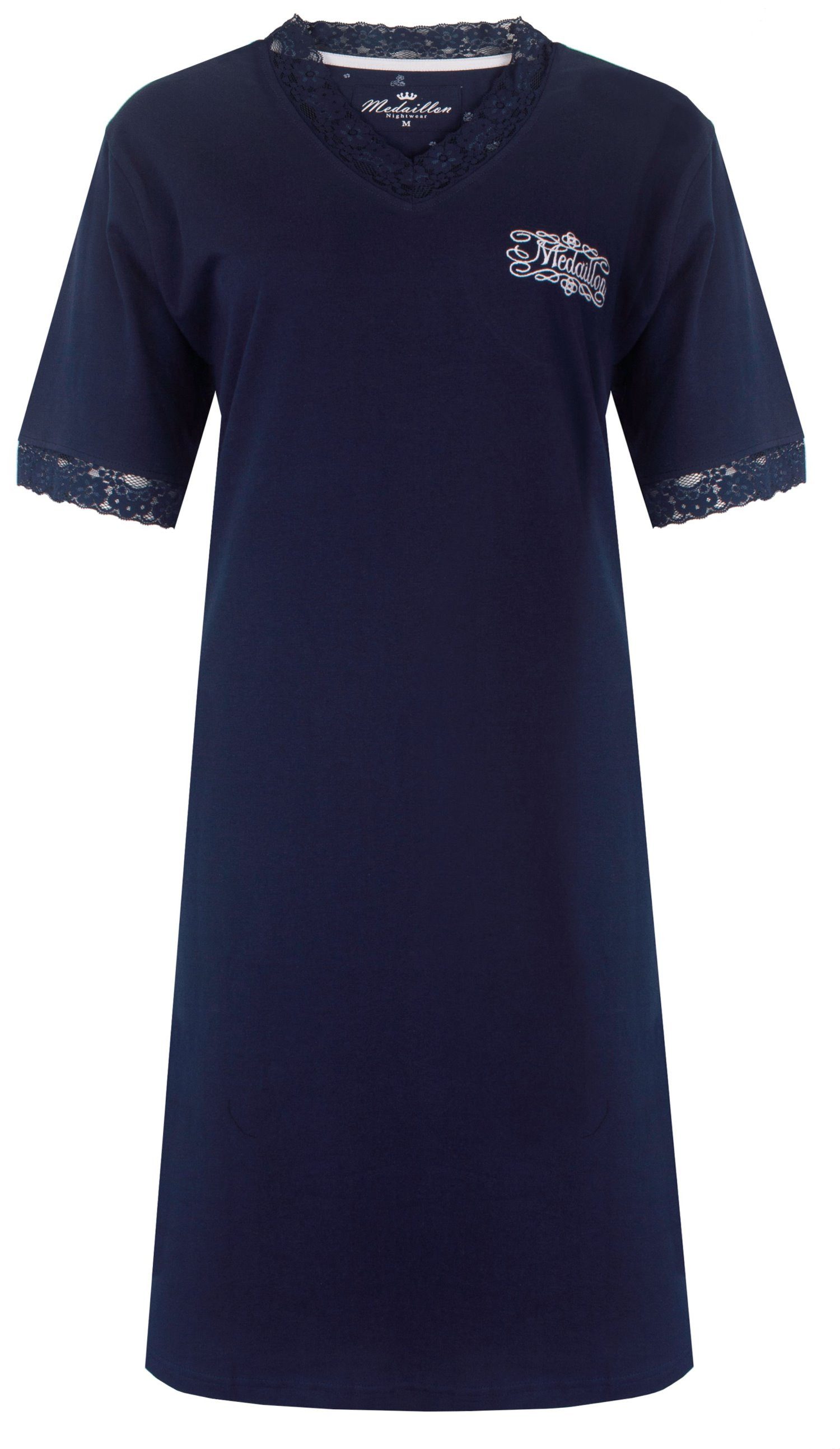 Medaillon Nachthemd Damen Schlafshirt mit kurzem Arm (1-tlg) Baumwolle günstig online kaufen