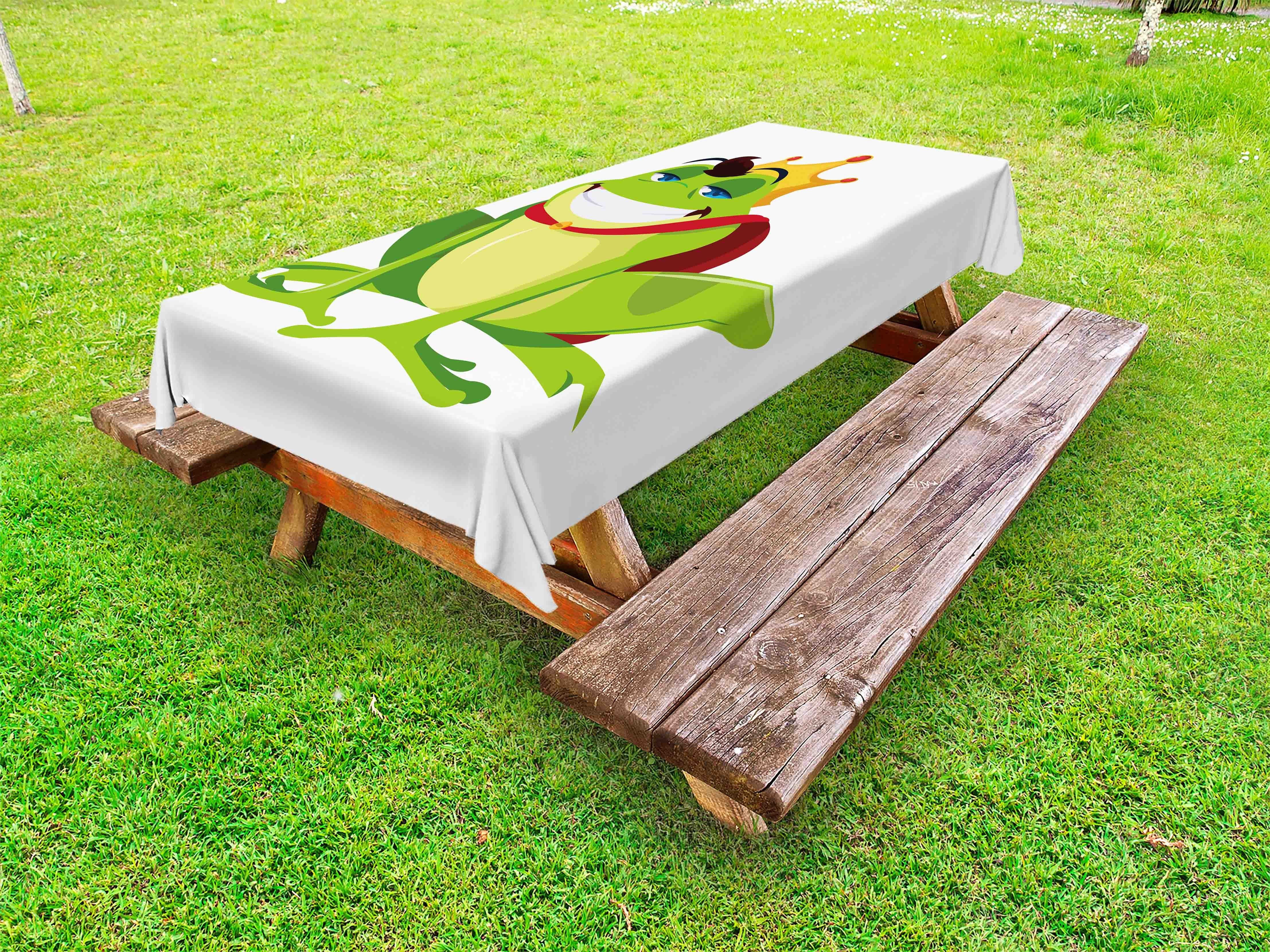 Abakuhaus Tischdecke dekorative waschbare Picknick-Tischdecke, Krone Glückliche Prinz Frog Character | Tischdecken